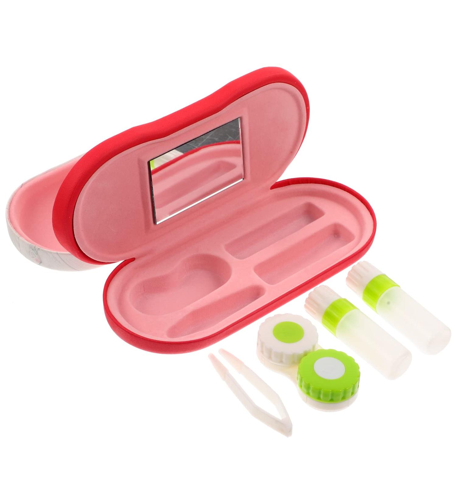 Healifty 2-in-1 Contact Lens Container & Glasses Case | Double-Sided Integrated Mirror Tweezers & Solution Bottle - Portable & Ideal for Travel - Buy Online on GoSupps.com