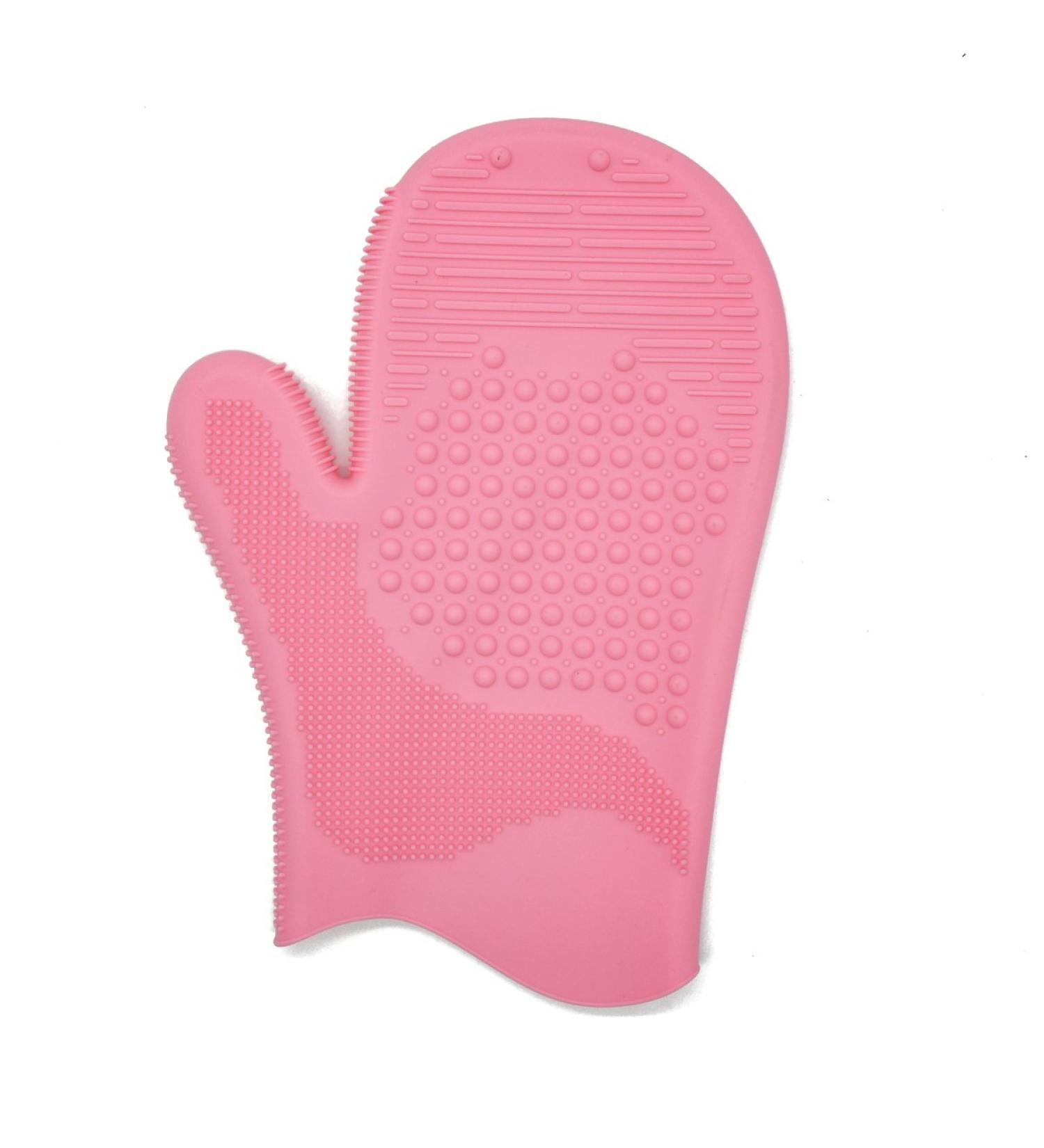 Buy Makeup Brush Cleaner Silicone Glove - Essential Scrubber for Foundation Brushes | Pink Cleaning Tools - Buy Online on GoSupps.com