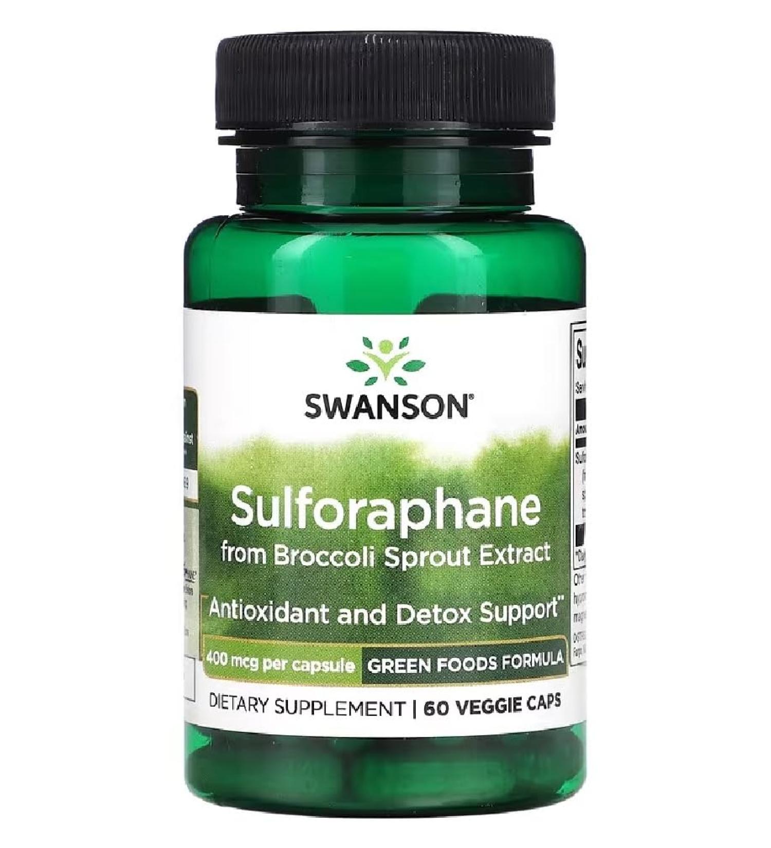 Swanson - Sulforaphane 400 mcg | Antioxidant Support & Liver Detoxification - 60 Capsules