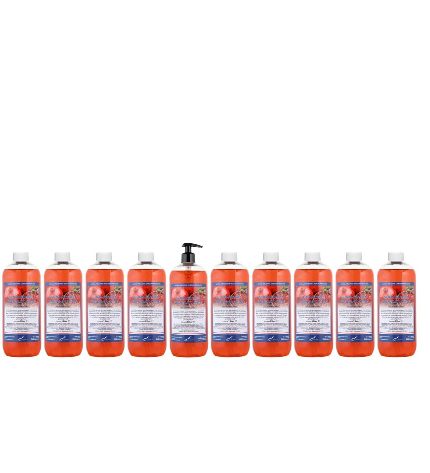 Claudius Showergel Pomegranate 10 x 1 liter with 1 pump transparent