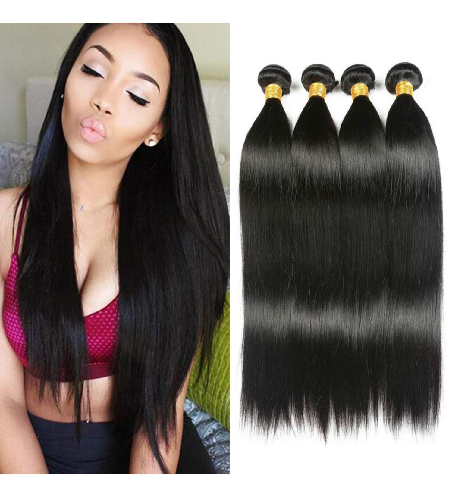 Ladiary 9A Brazilian Human Hair Bundles - Straight Hair Weave (16-22 inch) | Natural Color 400g - Buy Online on GoSupps.com