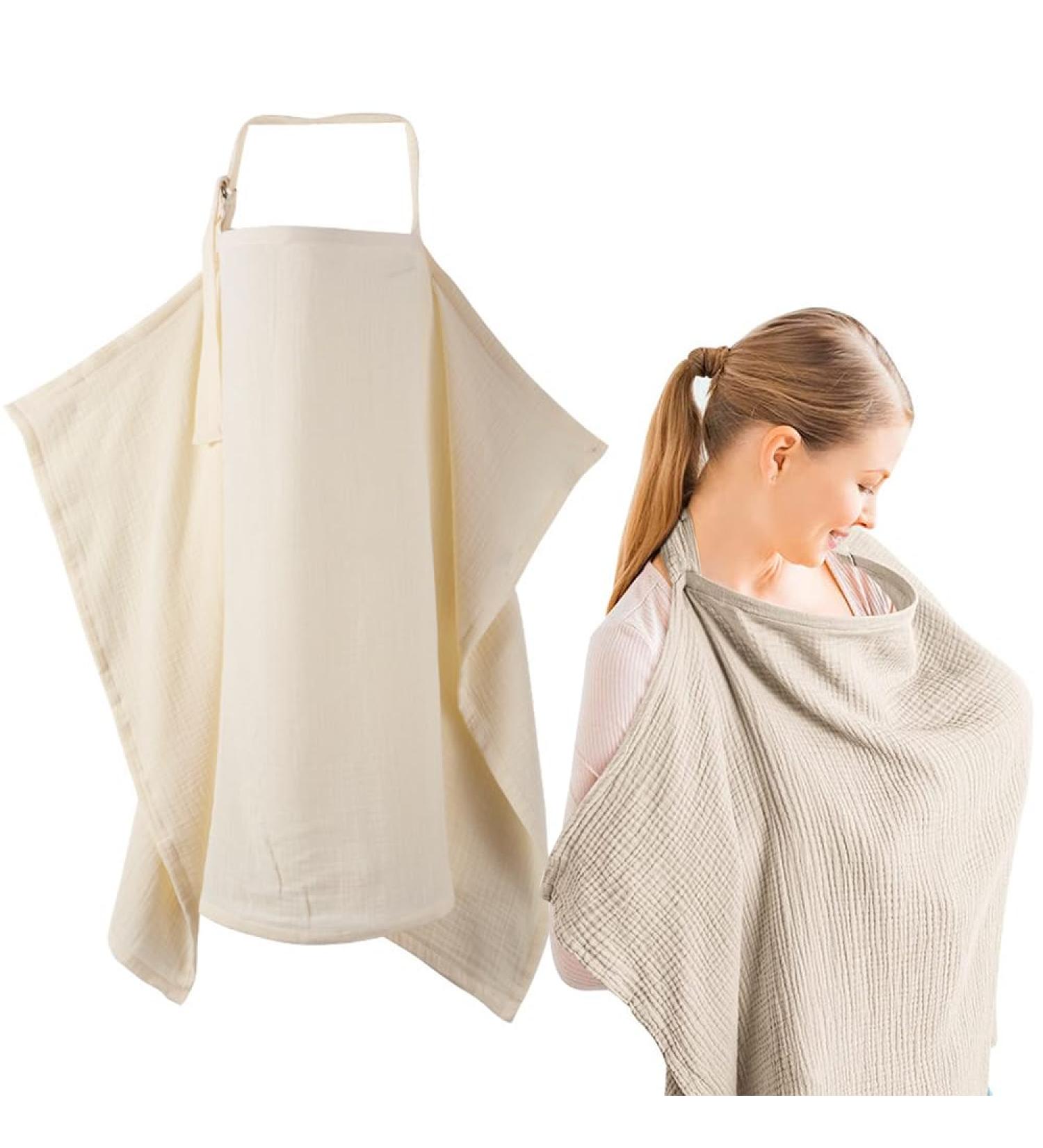 Soft & Breathable Breastfeeding Cover - Gklwej On-the-Go Musselin for Mothers | Cotton Car Seat Cover & Multi-Purpose Puck Cloth in Khaki - Buy Online on GoSupps.com