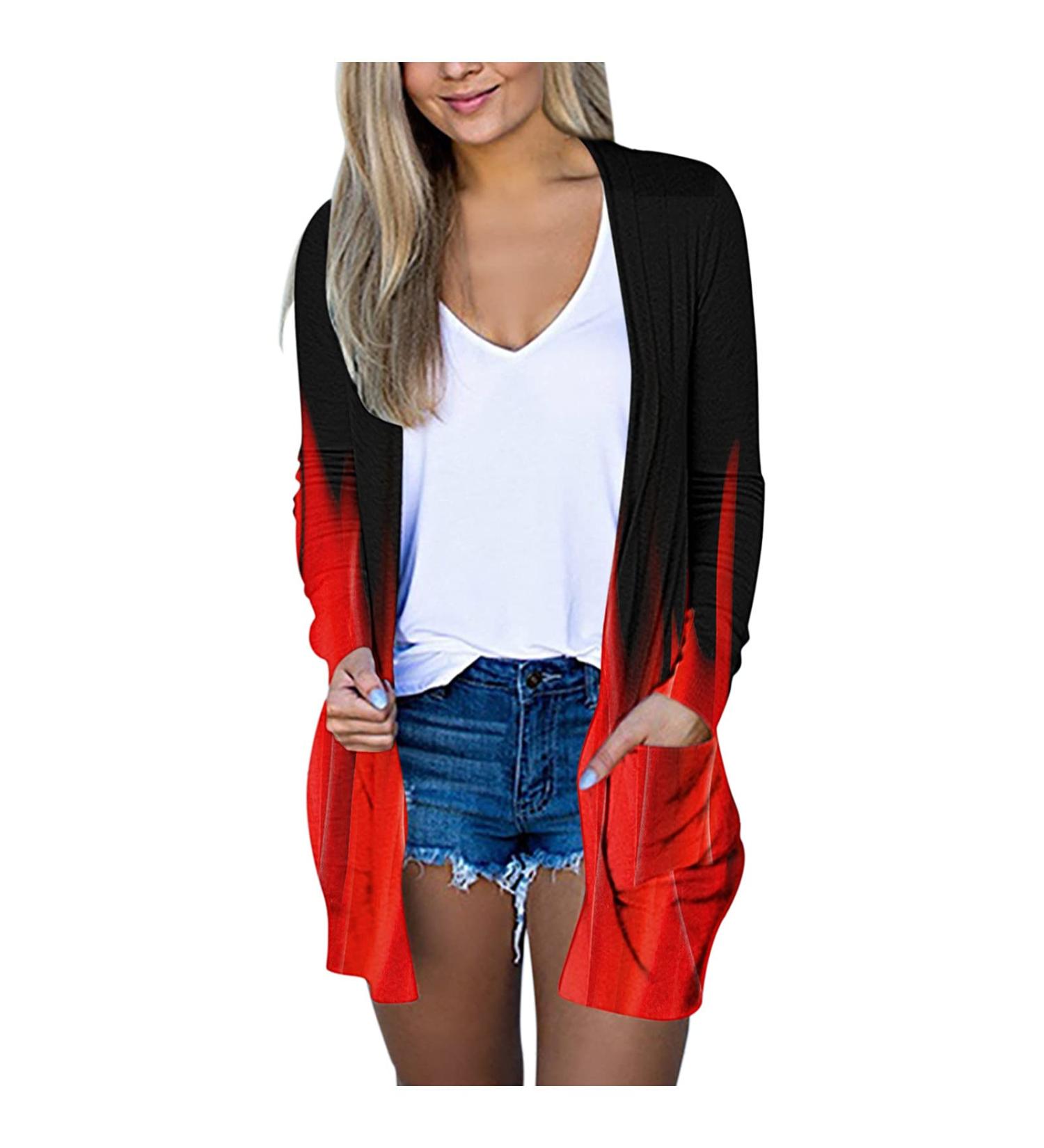 Long Shirt Outerwear Top Thin Warm Knitted Coat Women's Blouse V-Neck Shirt Tunic Long Women's Tunic Women's Shirt Casual Checked Shirt Women's Winter Chunky Knit Jacket E-red 3XL - Buy Online on GoSupps.com