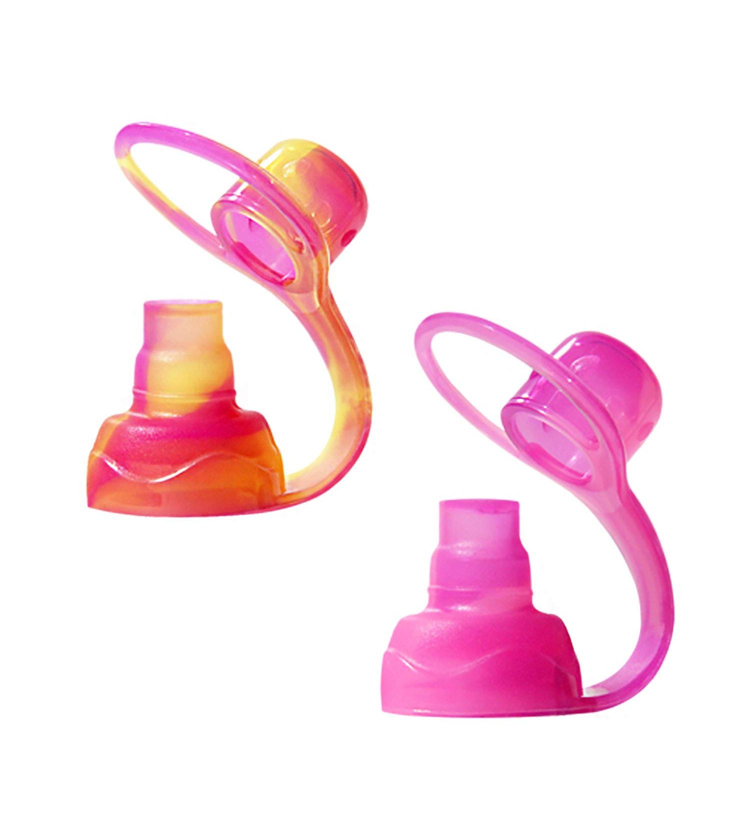 ChooMee SoftSip Food Pouch Tops - 100% Silicone - 2 CT Yellow Pink Swirl - Buy Online on GoSupps.com