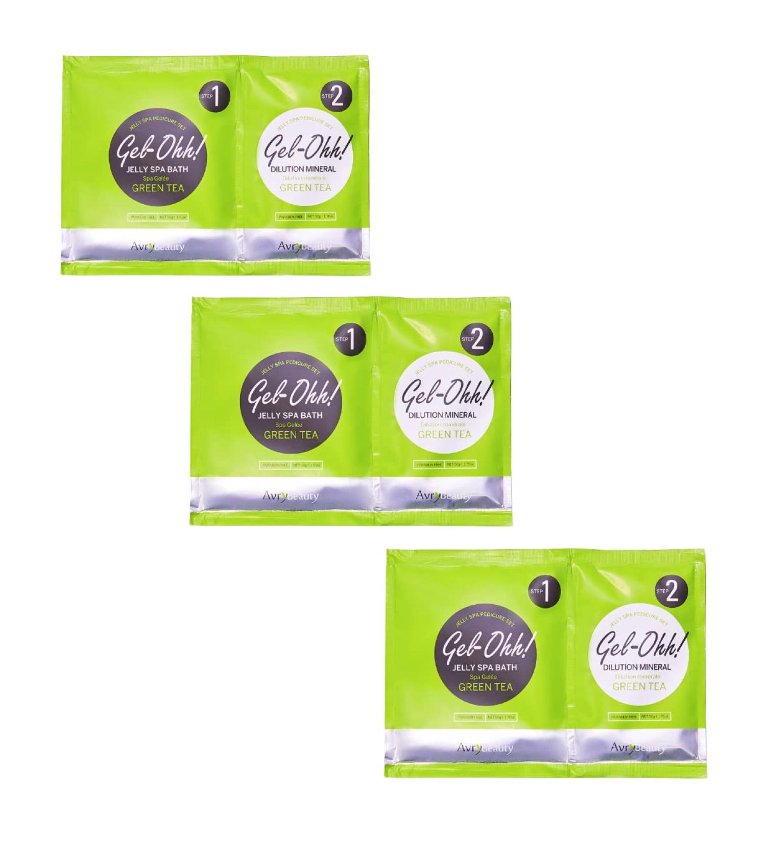 AVRYBEAUTY Green Tea Infused Gel-Ohh Jelly Spa Bath 3-Pack for Salon Pedicure Services - Heat & Aroma Therapy - Buy Online on GoSupps.com