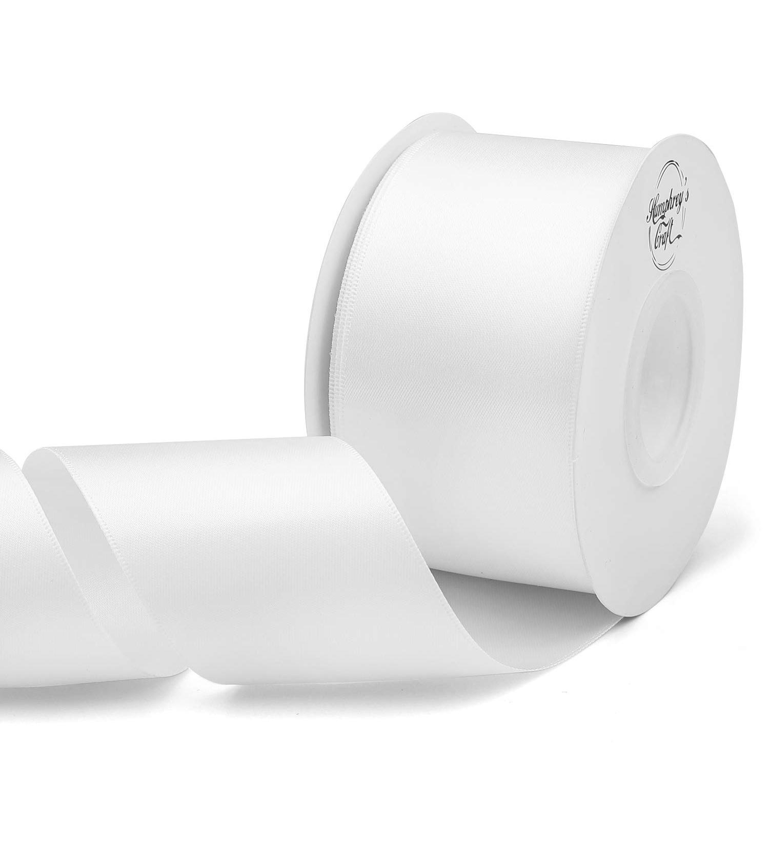 2 Inch White Double Faced Satin Ribbon - 25 Yards | Crafts, Gift Wrapping, DIY, Wedding Decor - Buy Online on GoSupps.com