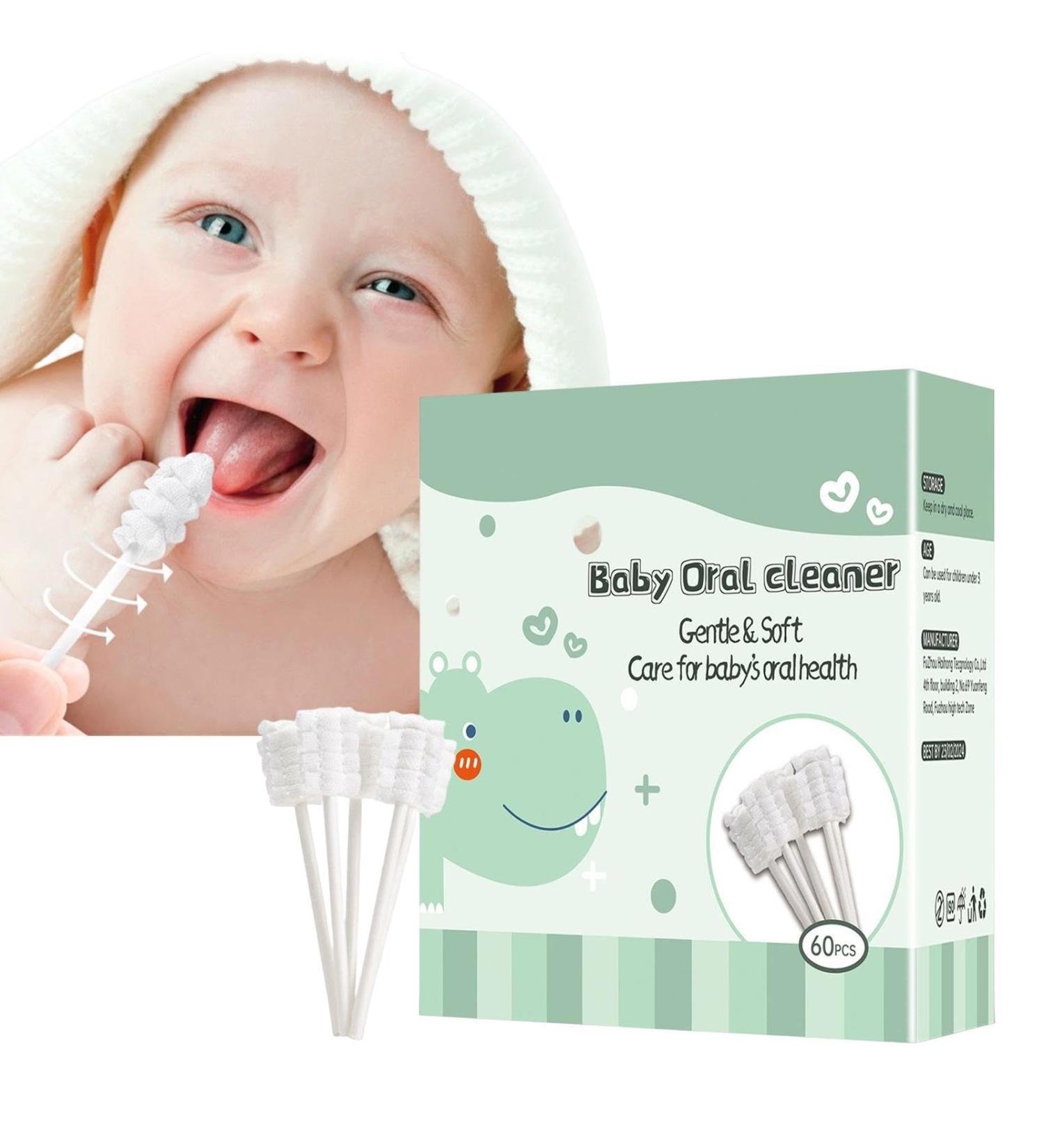 Baby Tongue Cleaner & Mouth Cleaner | 60/120 Pack Flexible Baby Toothbrush for Newborns | Upgrade Gums Cleaner - Buy Online on GoSupps.com
