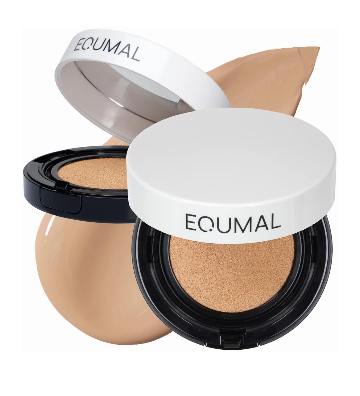 EQUMAL No More Cushion Foundation SPF50+ PA++++ - Air Fit Full Coverage Foundation for Dewy Finish, Long Lasting Formula - 4 Shades Available - 0.5oz (N02 MEDIUM NUDYFUL) - Buy Online on GoSupps.com