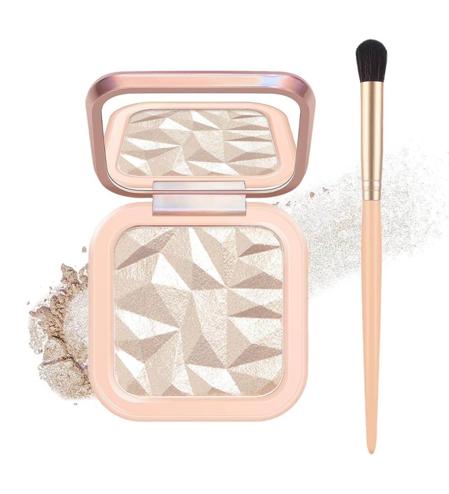 Mysense Face Highlighter Powder Palette | Shimmery Illuminator Makeup for Natural Glow | Includes Mirror & Brush - Perfect for International Shipping - Buy Online on GoSupps.com