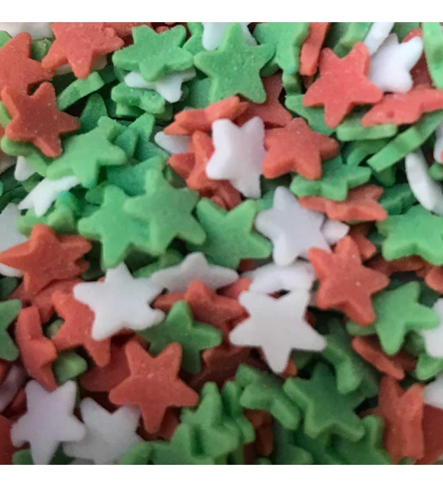A Pinch Of - Christmas Red Green and White Star Shape Cake Topper Sprinkles - 25g Edible Matt Sugar Festive Cupcake Decorations - Ideal For Xmas Themed Party Cakes And Bakes - Buy Online on GoSupps.com