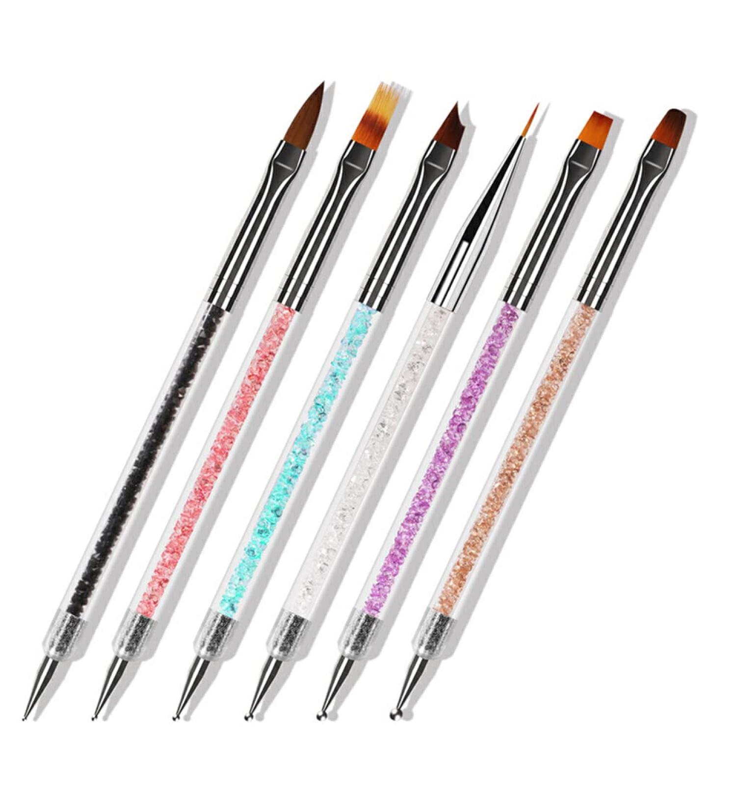 dijiusidy 6 Pieces Nail Brush Set Color Painting Elegant Crystal Inlaid Powder Pole Flower Pens Anti-slip Handle Manicure Accessories - Buy Online on GoSupps.com