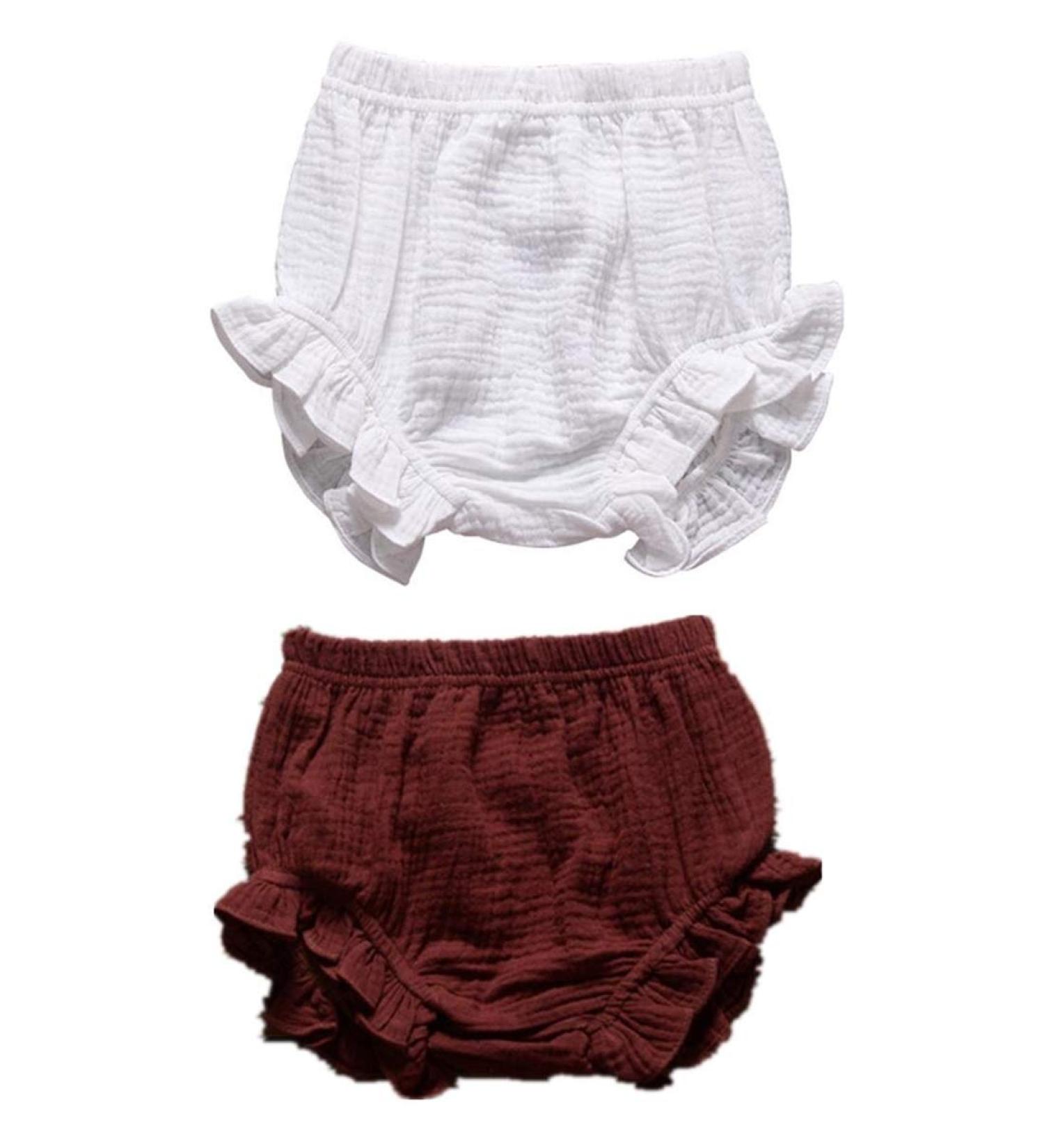 HASAKI 2Pcs Kids Linen Bloomer Shorts - Newborn 6-12 Months White+coffee - Buy Online on GoSupps.com