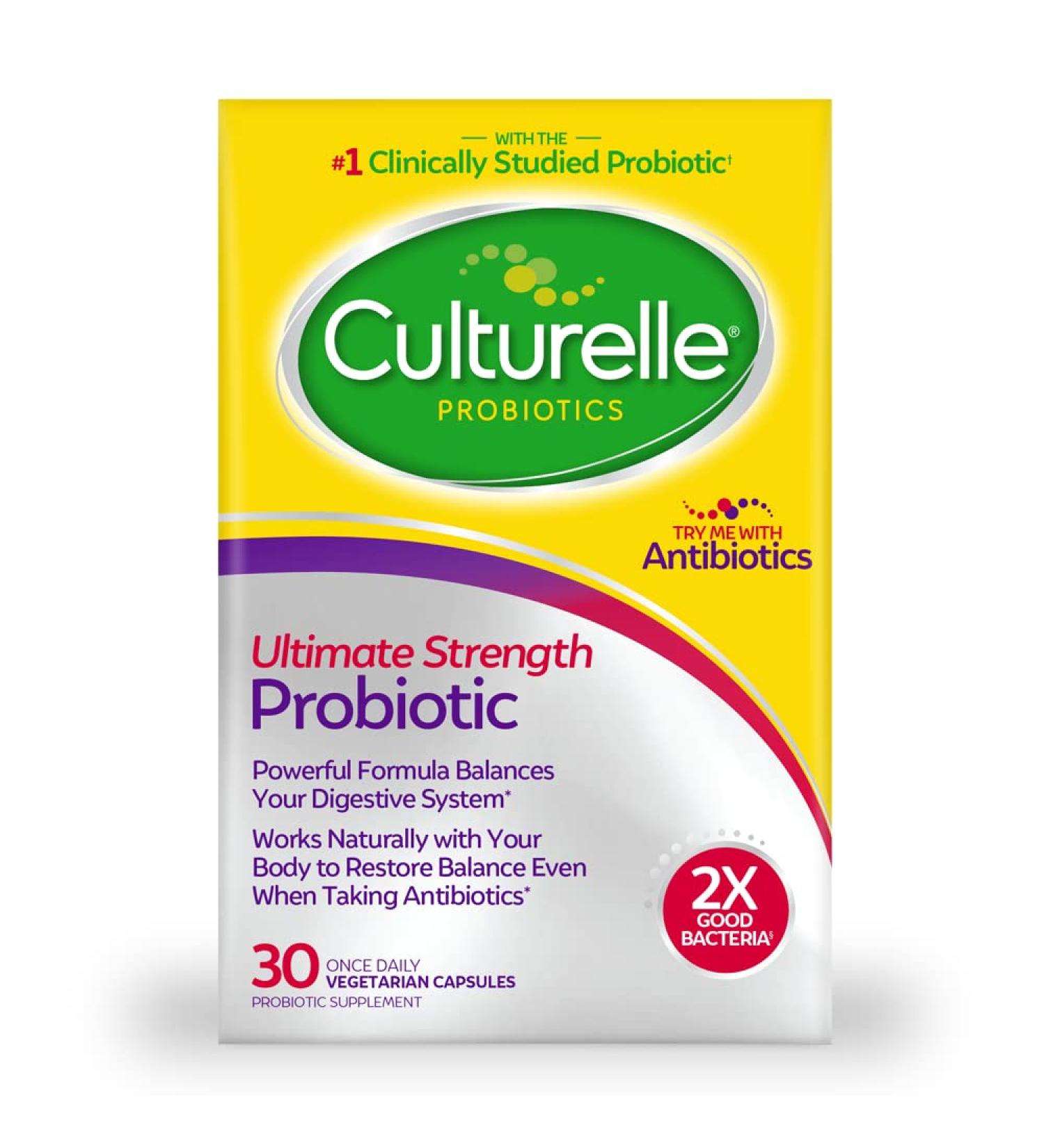 Culturelle Ultimate Strength Probiotic for Men and Women - 20 Billion CFUs - Clinically Studied Strain - Digestive Balance - Non-GMO - 30 Count Pack - Buy Online on GoSupps.com