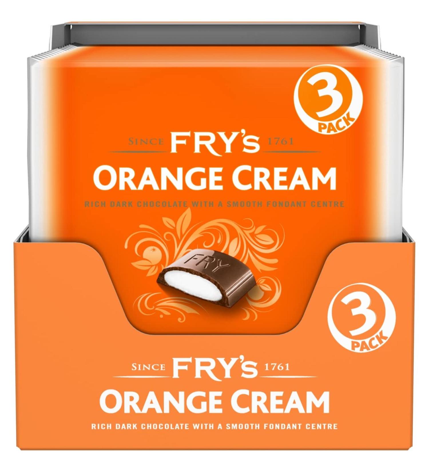 Fry's Orange Cream Chocolate Bar 3 Multipack 147 g (Bulk Box of 16) ORANGE CREAM 147 g (Pack of 16) - Buy Online on GoSupps.com