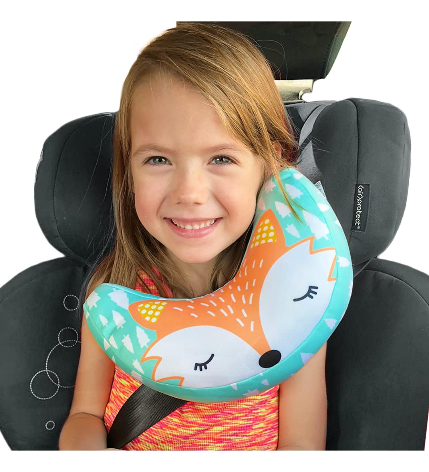 Brunoko Kids Headrest & Seat Belt Cushion - Comfortable Neck Support Pillow for Children in the Car - Green Seat Pillows for Kids - Buy Online on GoSupps.com