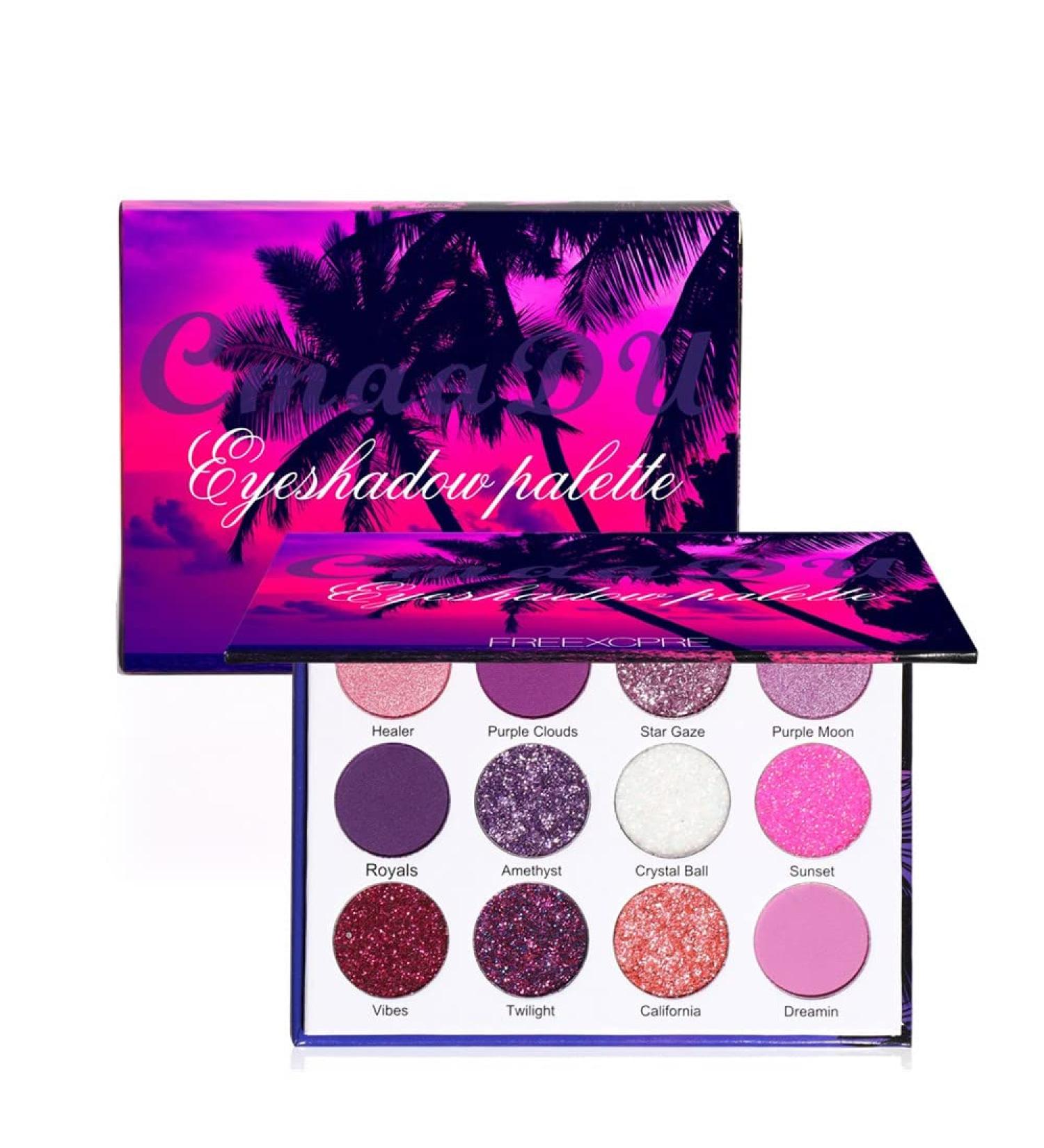 UOCK Purple Matte Shimmer Eyeshadow Palette | 12 Colors, High Pigment & Long-Lasting Glitter | Waterproof Pink Multi-Color Makeup - Buy Online on GoSupps.com