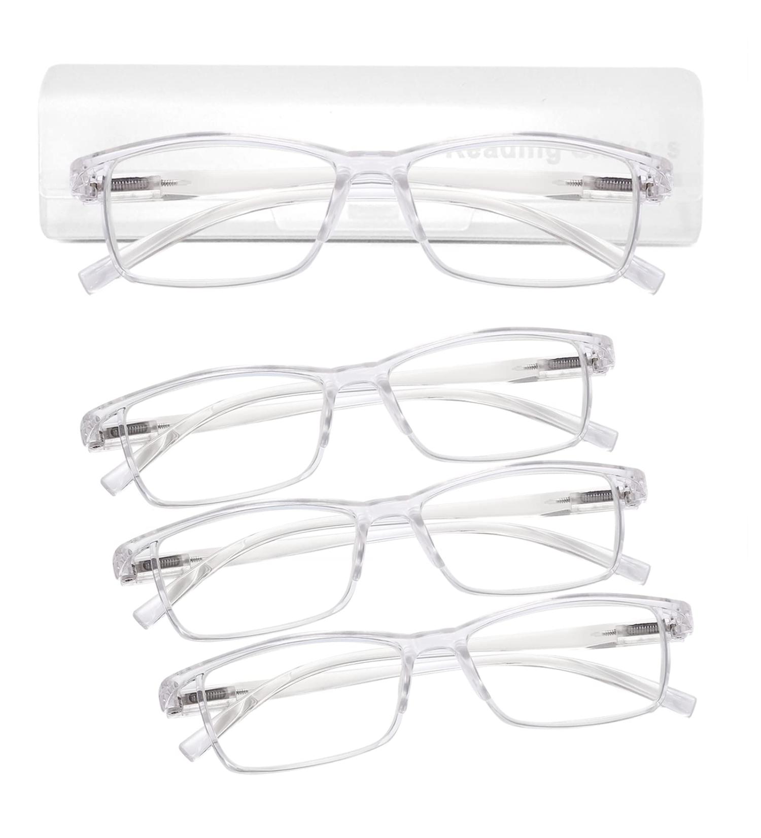 LUFF 4Pcs Anti-Blue Ray Reading Glasses Portable Ultralight Readers 1.0X Transparent