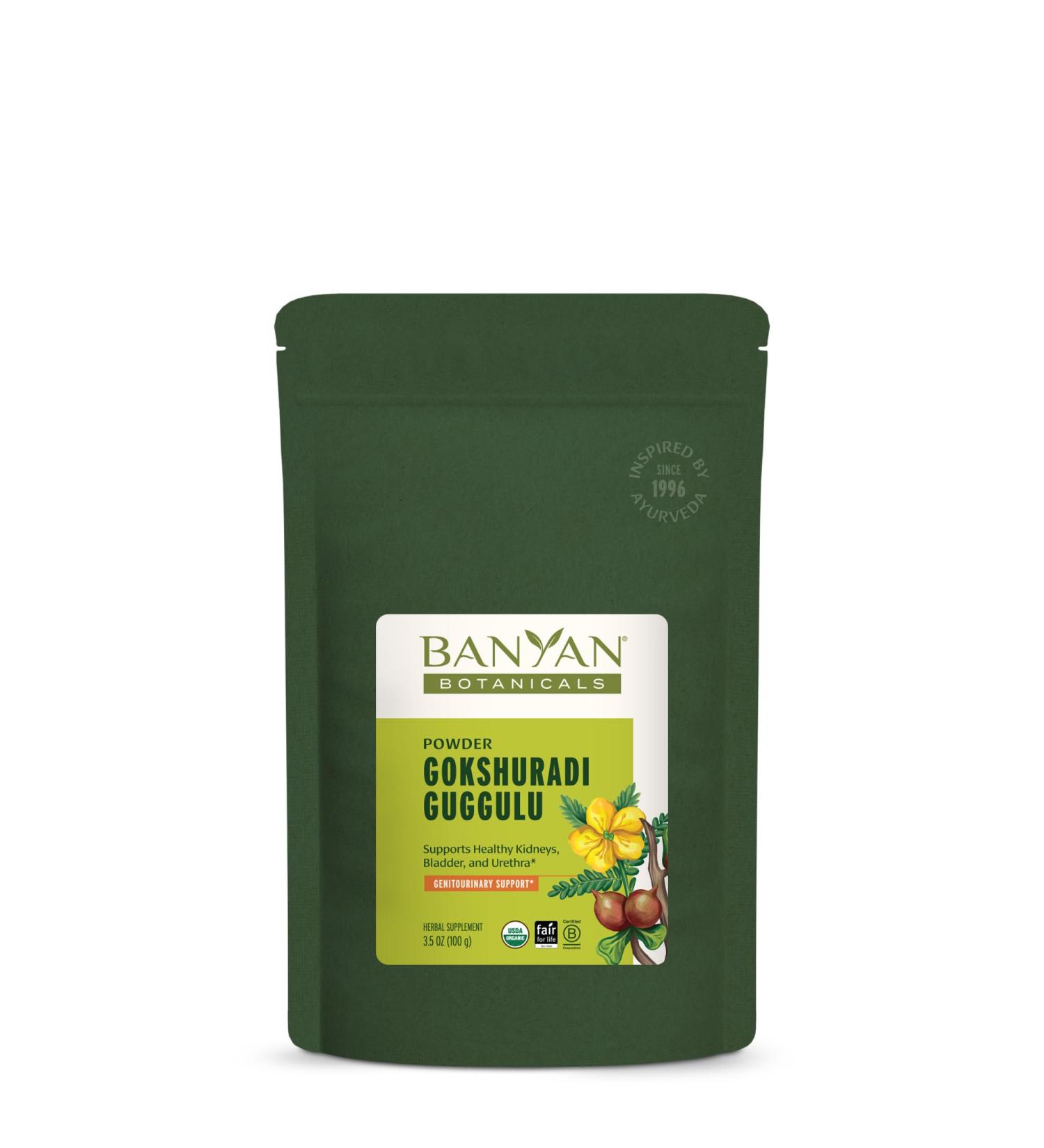 Banyan Botanicals Gokshuradi Guggulu Powder Organic Ayurvedic Supplement with Guggulu & Gokshura for Healthy Urinary Tract and Kidney Support* 3.5 oz Non-GMO Sustainably Sourced Vegan - Buy Online on GoSupps.com