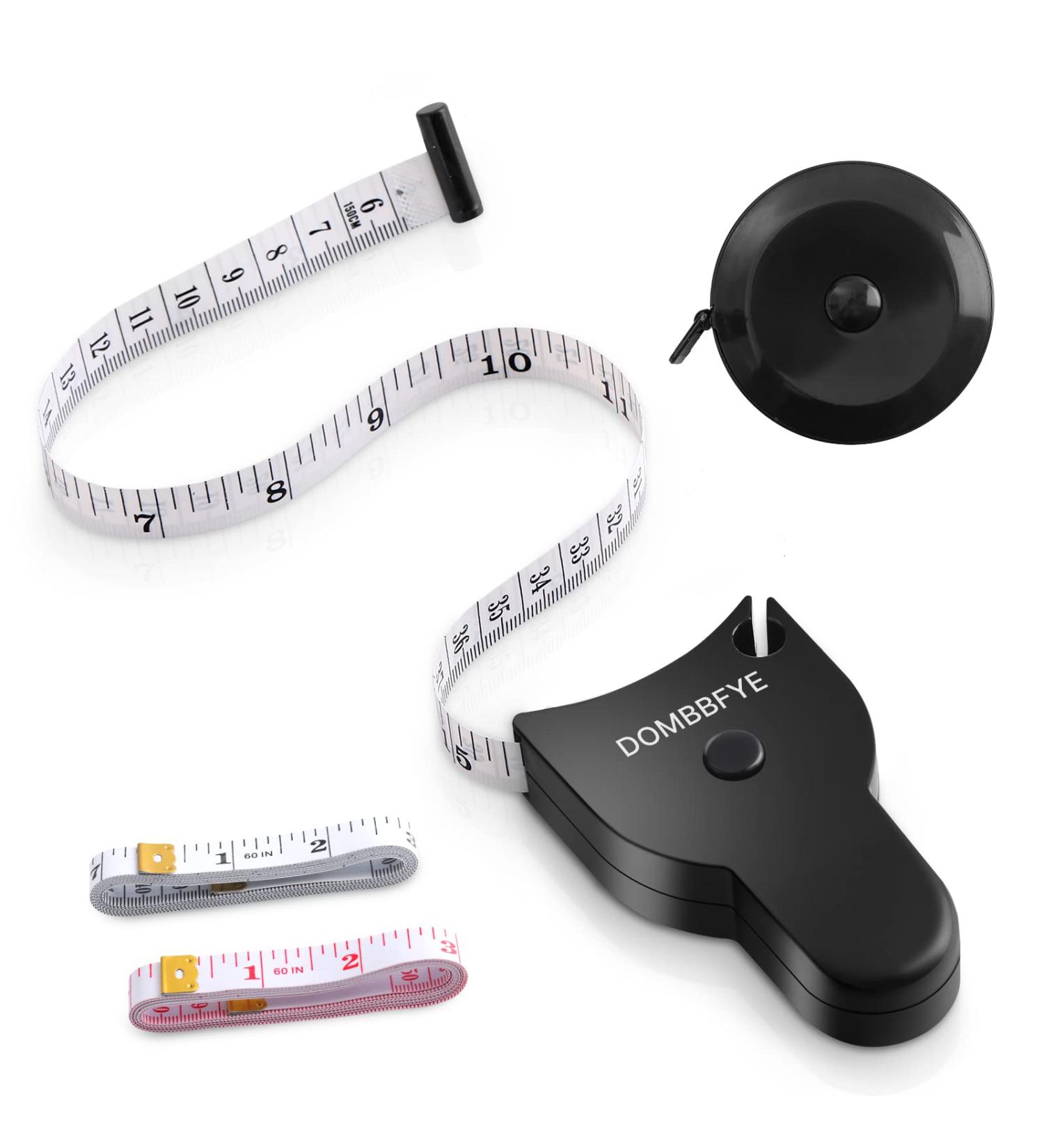 4-Piece Body Measuring Tape Set - Retractable Push Button, Double Scale - Ideal for Weight Loss, Sewing, Tailoring - 150cm/60inch Black - Buy Online on GoSupps.com
