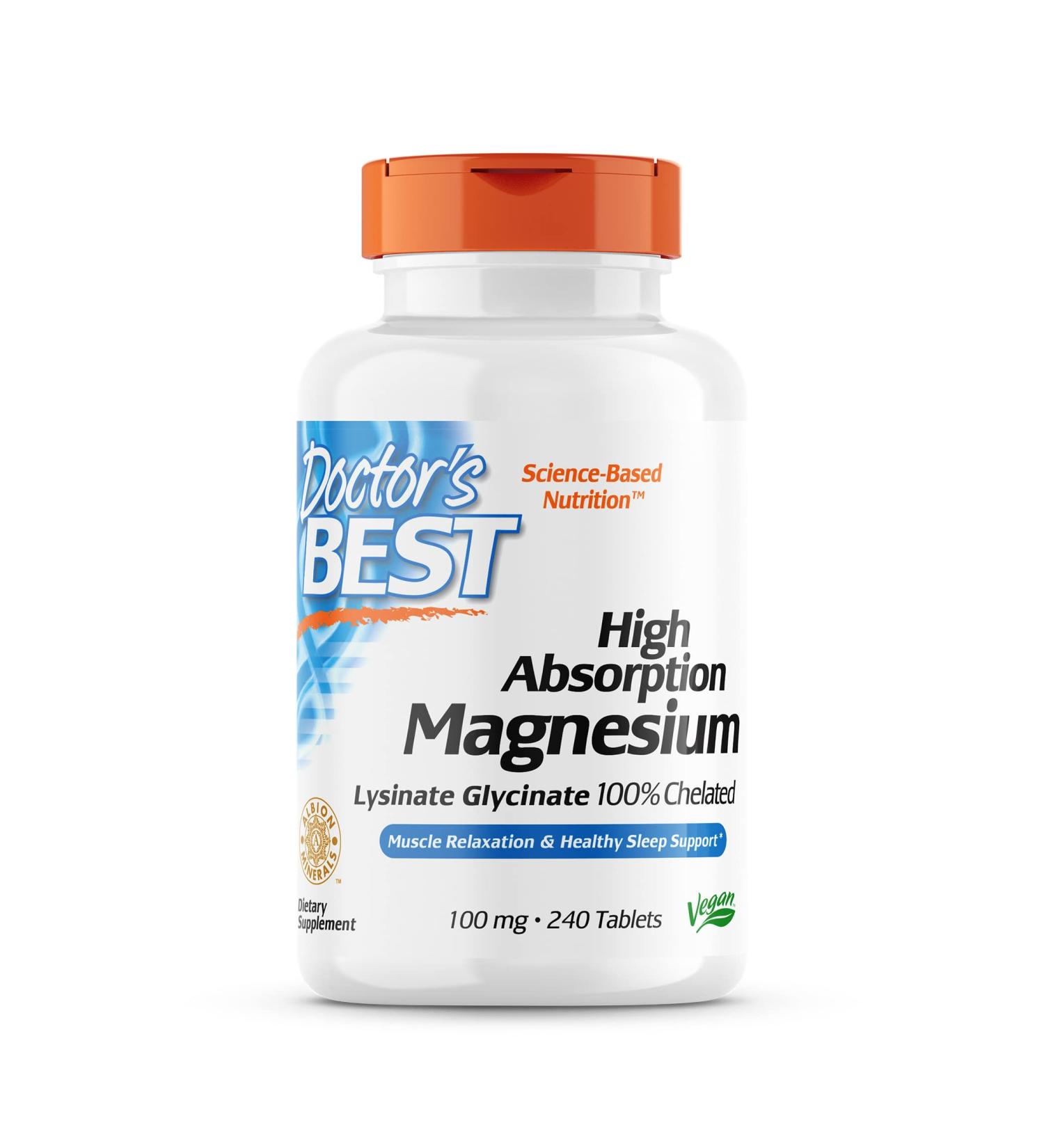 Doctor's Best High Absorption Magnesium - 240 Tablets | Superior Bioavailability - Buy Online on GoSupps.com