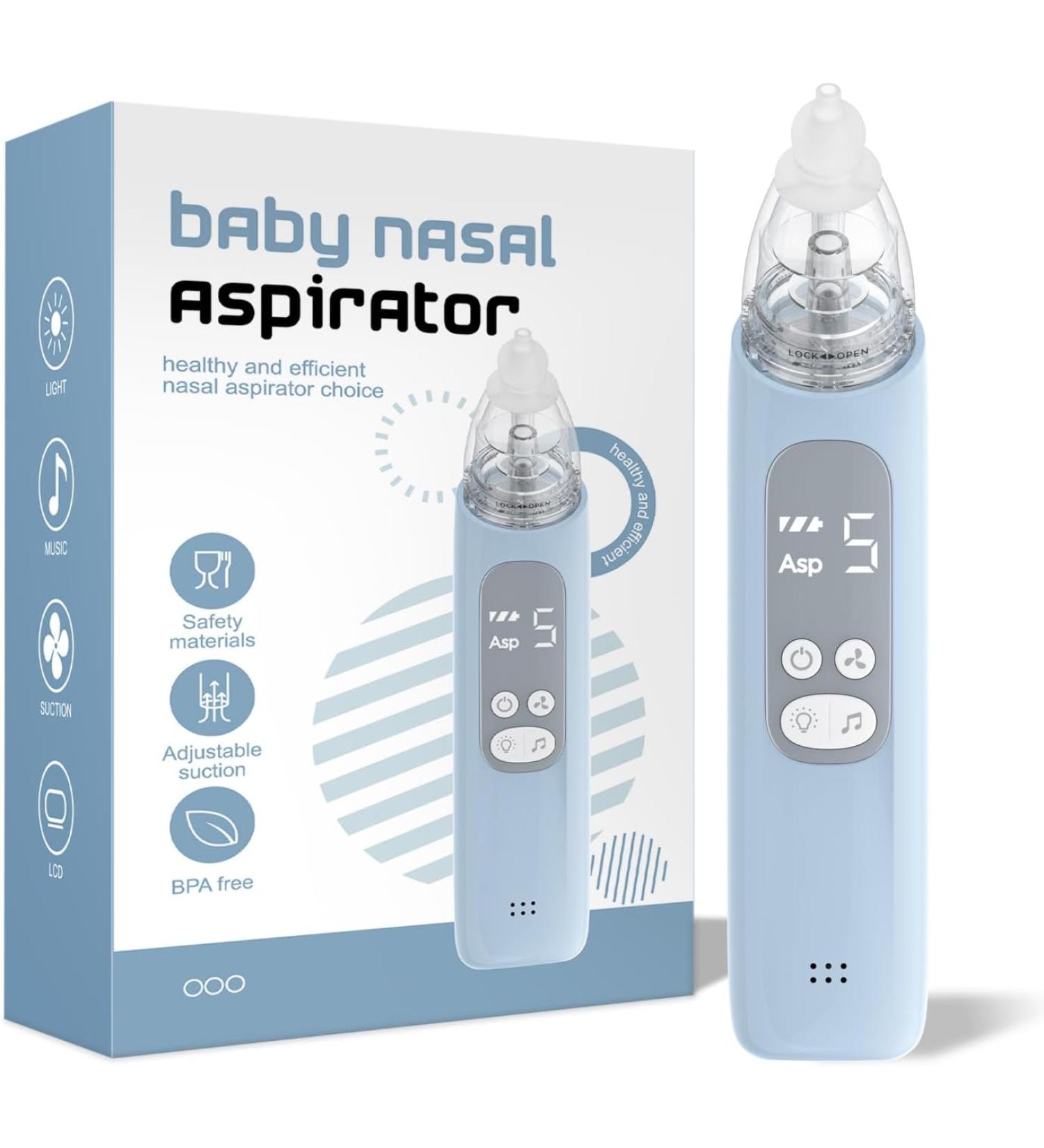 Electric Nasal Aspirator for Baby - Adjustable 5 Levels Suction, USB Rechargeable, Light & Nursery Rhymes (Blue) - Buy Online on GoSupps.com
