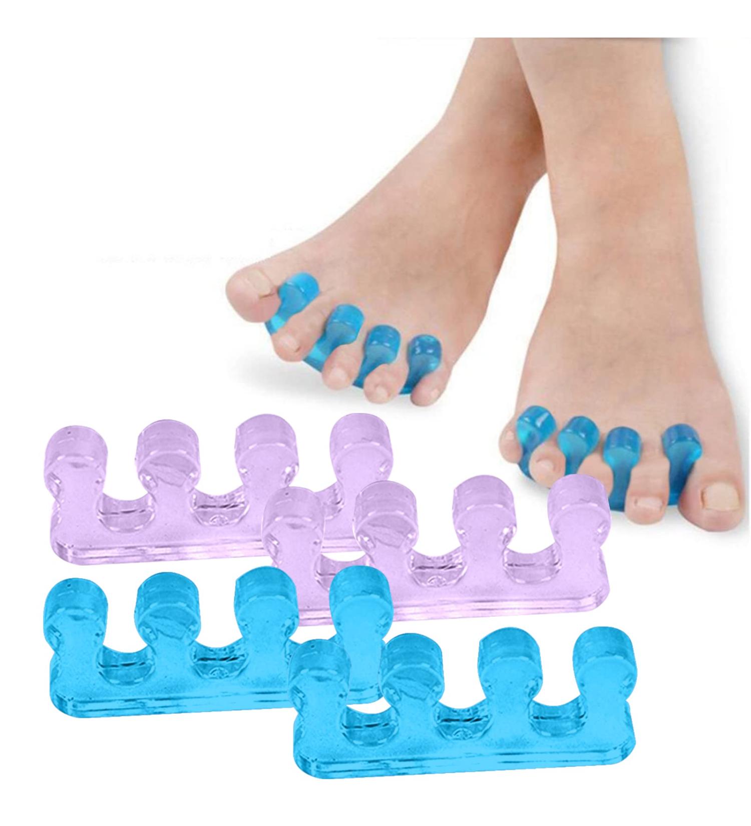 2 Pairs Gel Toe Separators for Overlapping Toes - Toe Alignment Pedicure Spacers - Big Toe Corrector (Blue + Purple) - Buy Online on GoSupps.com