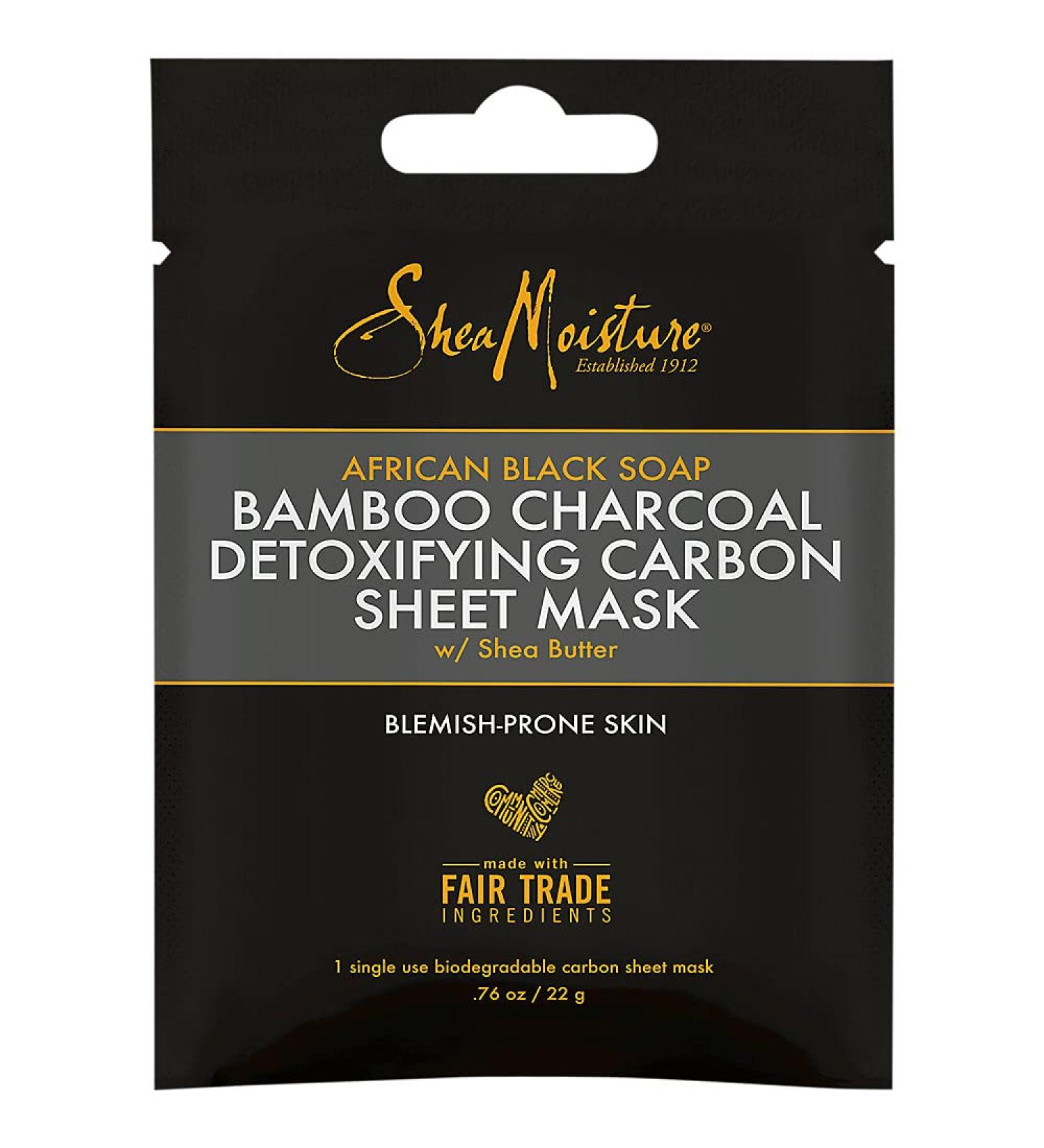 African Black Soap Bamboo Charcoal Detoxifying Sheet Mask