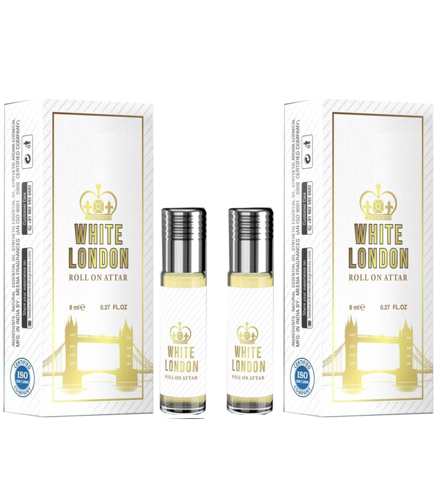 BlueQueen White London Roll On Perfume Pheromone Infused Essential Oil Perfume Cologne - Unisex For Men and Women - 0.27 Oz Pack of 2 - Buy Online on GoSupps.com