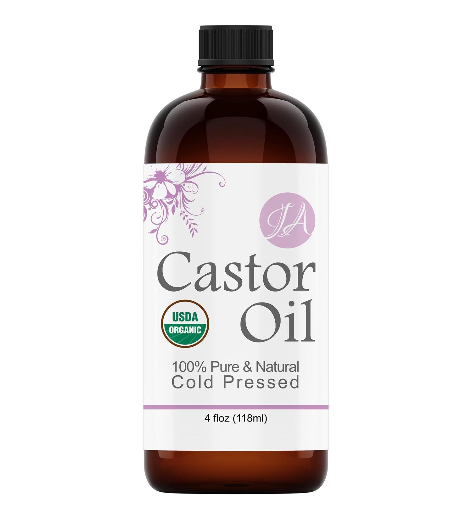 Organic Castor Oil 4oz - Pure & Natural Cold Pressed for Lashes, Eyebrows, Hair & More - Buy Online on GoSupps.com