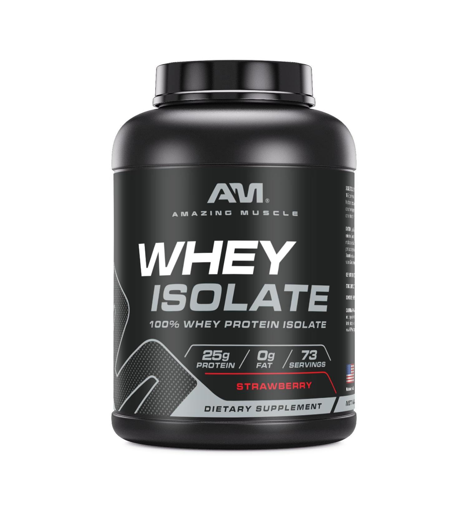 Amazing Muscle Whey Protein Isolate Powder | 25 Grams Protein Per Serving | 100% Whey Isolate | Zero Fat | Made in USA (5 Lb Strawberry) - Buy Online on GoSupps.com