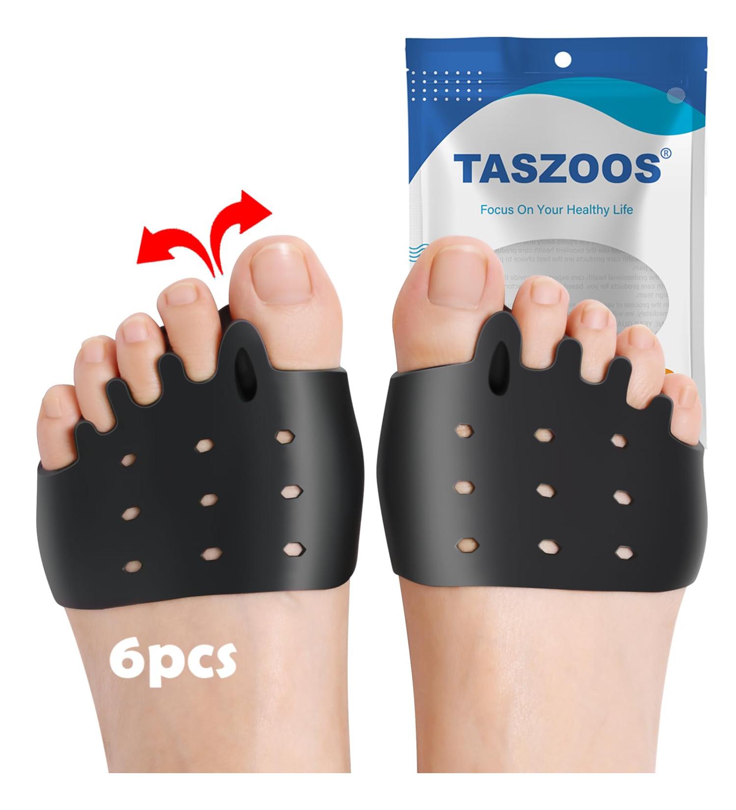 Toe Spacers (6 PCS Black) - Soft & Breathable Toe Separators for Bunions Hammer Toes Metatarsalgia & More | International Shipping - Buy Online on GoSupps.com