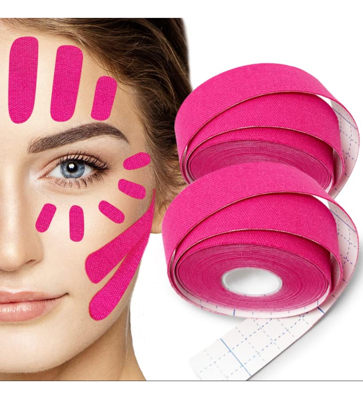 Face Lifting Tape - Sfuchin 2.5cm x 500cm Anti-Folding Multifunction Facial Tape - High Elastic Lip & Wrinkle Patches - 2 Rolls Pink for Instant Lift & Smooth Skin - Buy Online on GoSupps.com