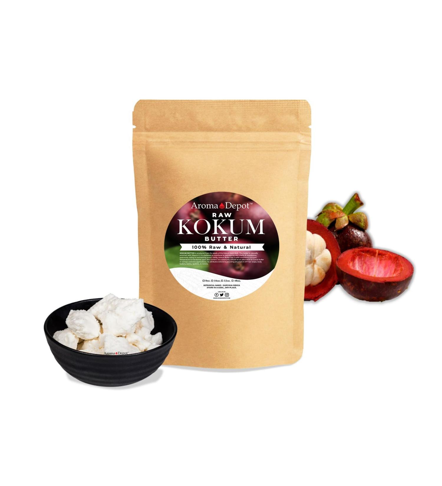 Aroma Depot 16 oz Raw Kokum Butter - Unrefined 100% Pure Natural Moisturizer for Skin Body & Hair | Ideal for DIY Body Butters Sunscreens & Soaps - Buy Online on GoSupps.com