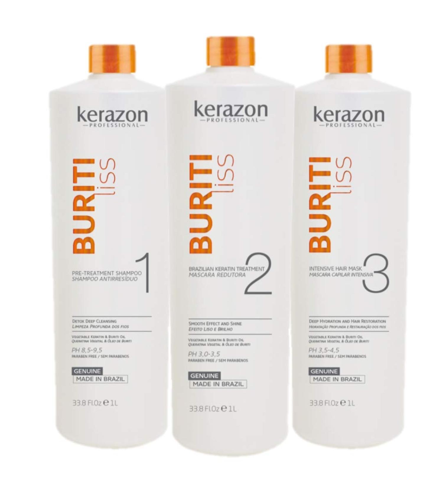 Brazilian Keratin Treatment 34fl.oz/1L Kit with Pumps by KERAZON - Buriti Liss | Imported Brazilian Keratin Treatment - Buy Online on GoSupps.com