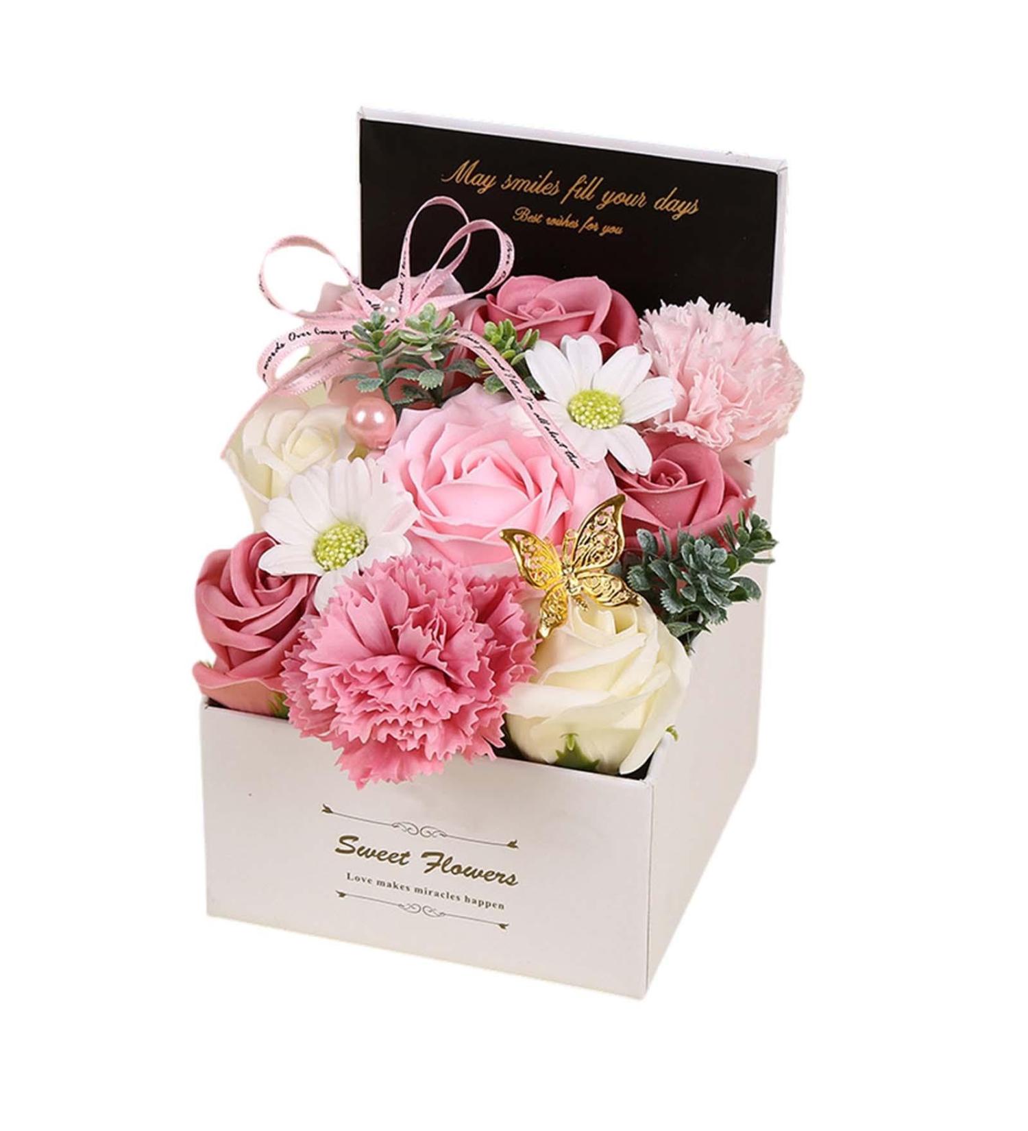 Buy Pink Soap Flowers in Gift Box - Decorative Bath Soap for Birthdays & Valentine's Day - Perfect Gift for Her Girls & Lovers - Buy Online on GoSupps.com