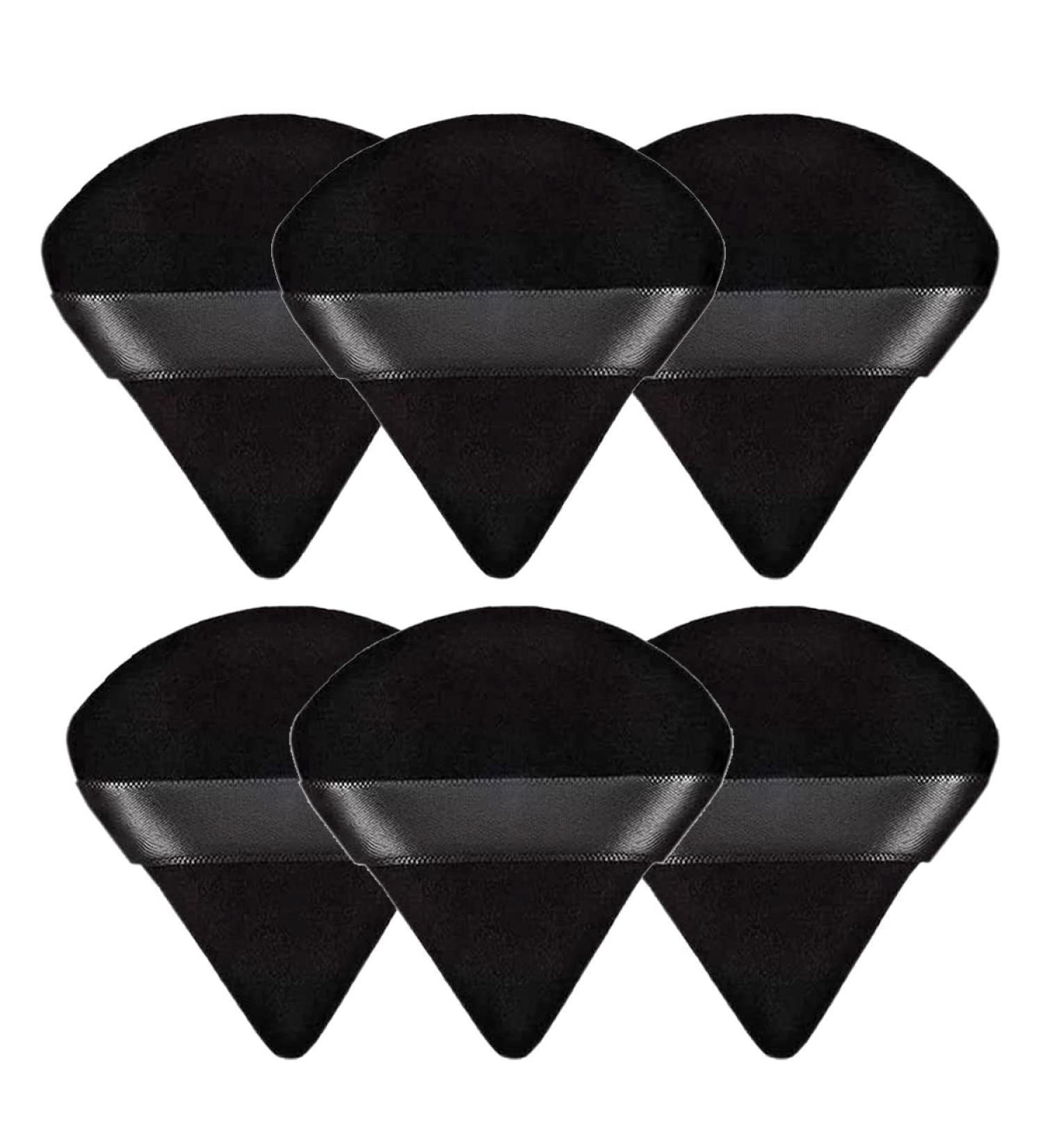 6 Pack Reusable Washable Black Powder Puff Set - Soft Triangle Makeup Puffs for Face & Body - Plush Sponge for Wet/Dry Makeup Application - Buy Online on GoSupps.com