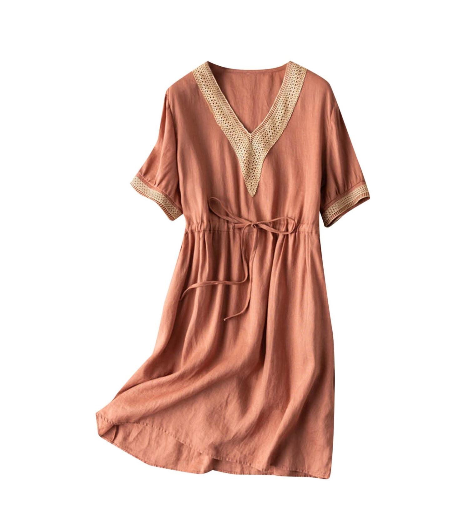 Dresses for Women Cocktail Dress Half Sleeve Dress Fashion Elegant Dress Ladies Floral Printing Slim Fit Elegant Khaki Large - Buy Online on GoSupps.com