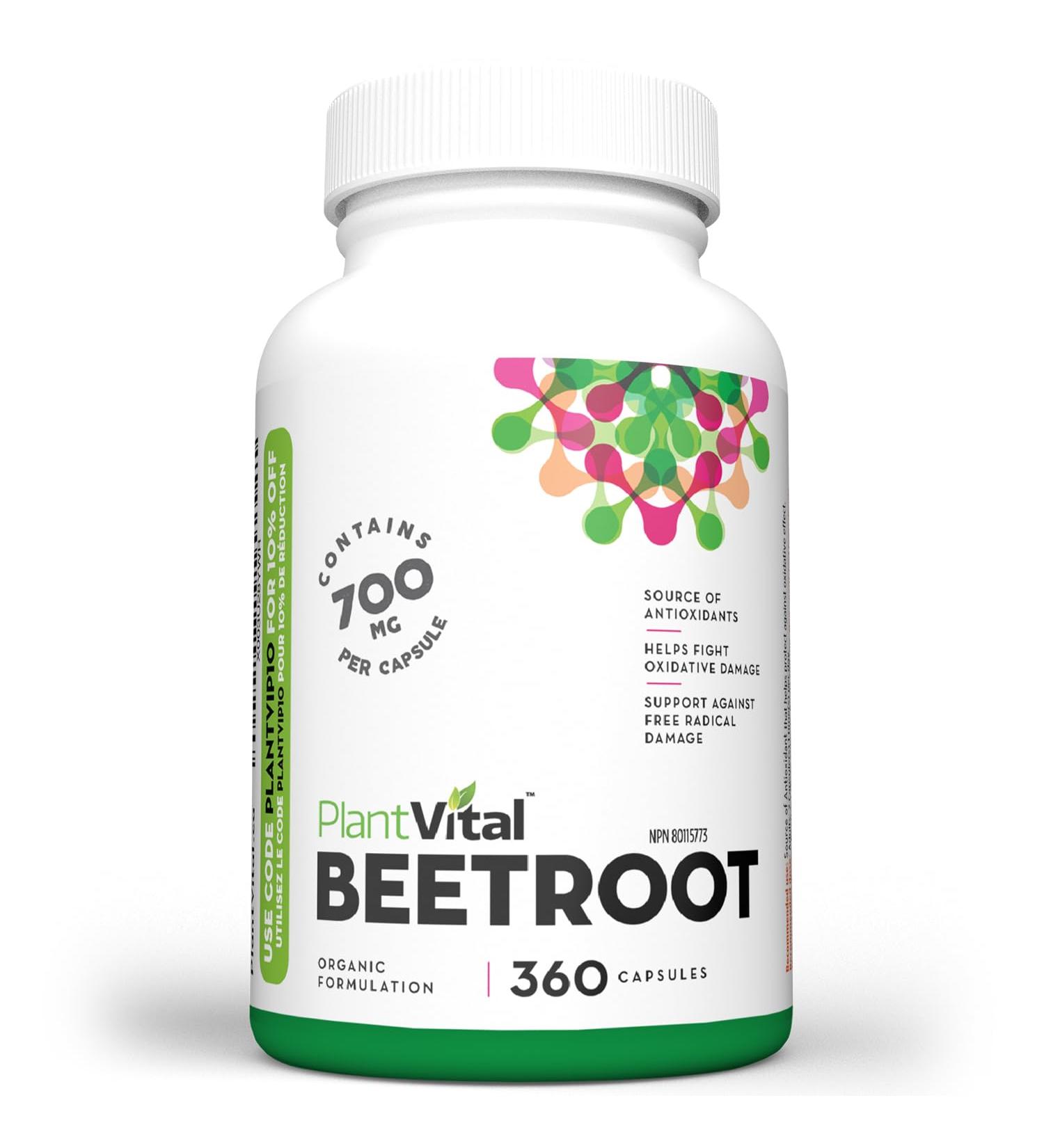 PlantVital Organic Beet Root Capsules - 1400mg per dose Beet Root Powder Beet Root Supplement Antioxidant Supplement - Protects Against Oxidative Damage and Free Radicals - 360 Vegan Capsules 6-Month Supply 360 count (Pack of 1) - Buy Online on GoSupps.com