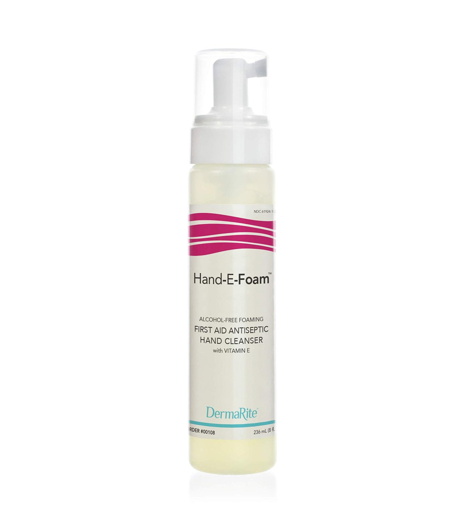 Hand-E-Foam Alcohol Free Hand Sanitizer Pump - Moisturizing Foam with Vitamin E 8 oz | No Rinse Non-Drying Antiseptic Cleanser - Ideal for International Shipping - Buy Online on GoSupps.com