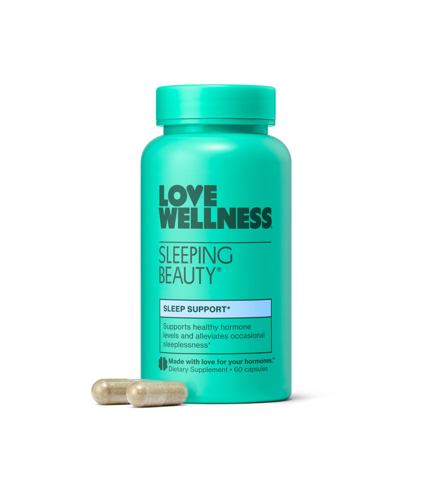 Love Wellness Sleeping Beauty | Sleep Support with Melatonin Magnesium & L-Theanine | Promotes Restful Sleep Relaxation & Calmness | Organic Valerian Root Powder & Lemon Balm | 60 Count Sleeping Beauty Pills - Buy Online on GoSupps.com