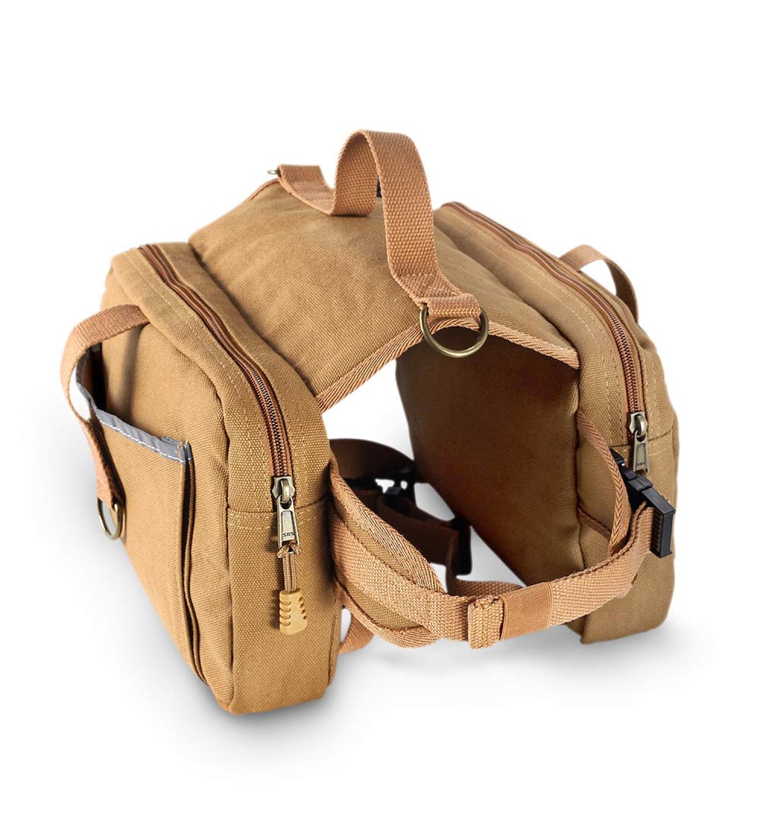 Dog Hiking Saddle Bag 16oz Canvas Adjustable Straps Camping Backpacks for Medium & Large Dogs - Buy Online on GoSupps.com