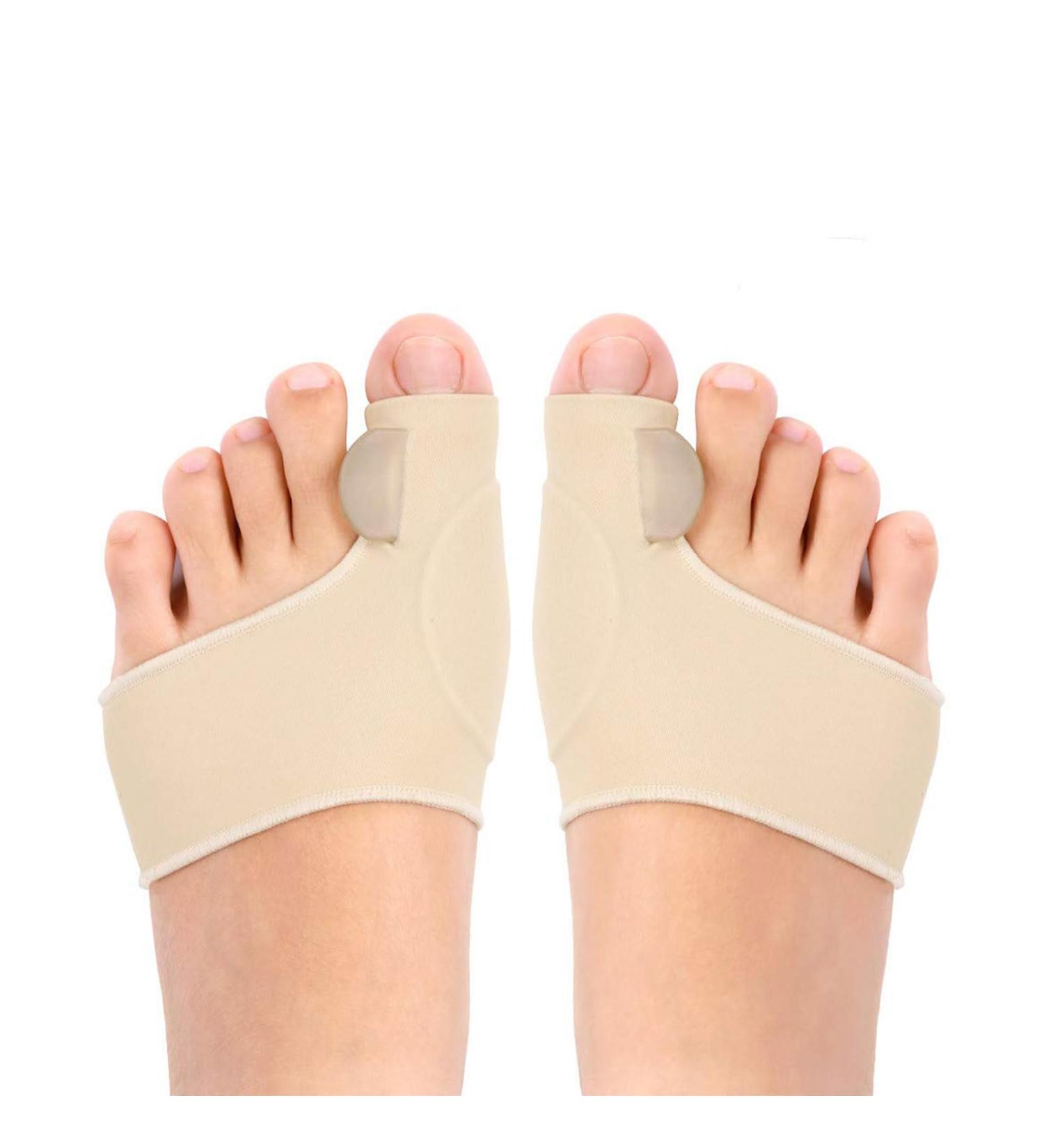 Valgus Correction Rail & Hallux Valgus Toe Separator Set - Bunion Corrector Socks & Big Toe Strap - Premium 2 Pair Beige - Buy Online on GoSupps.com