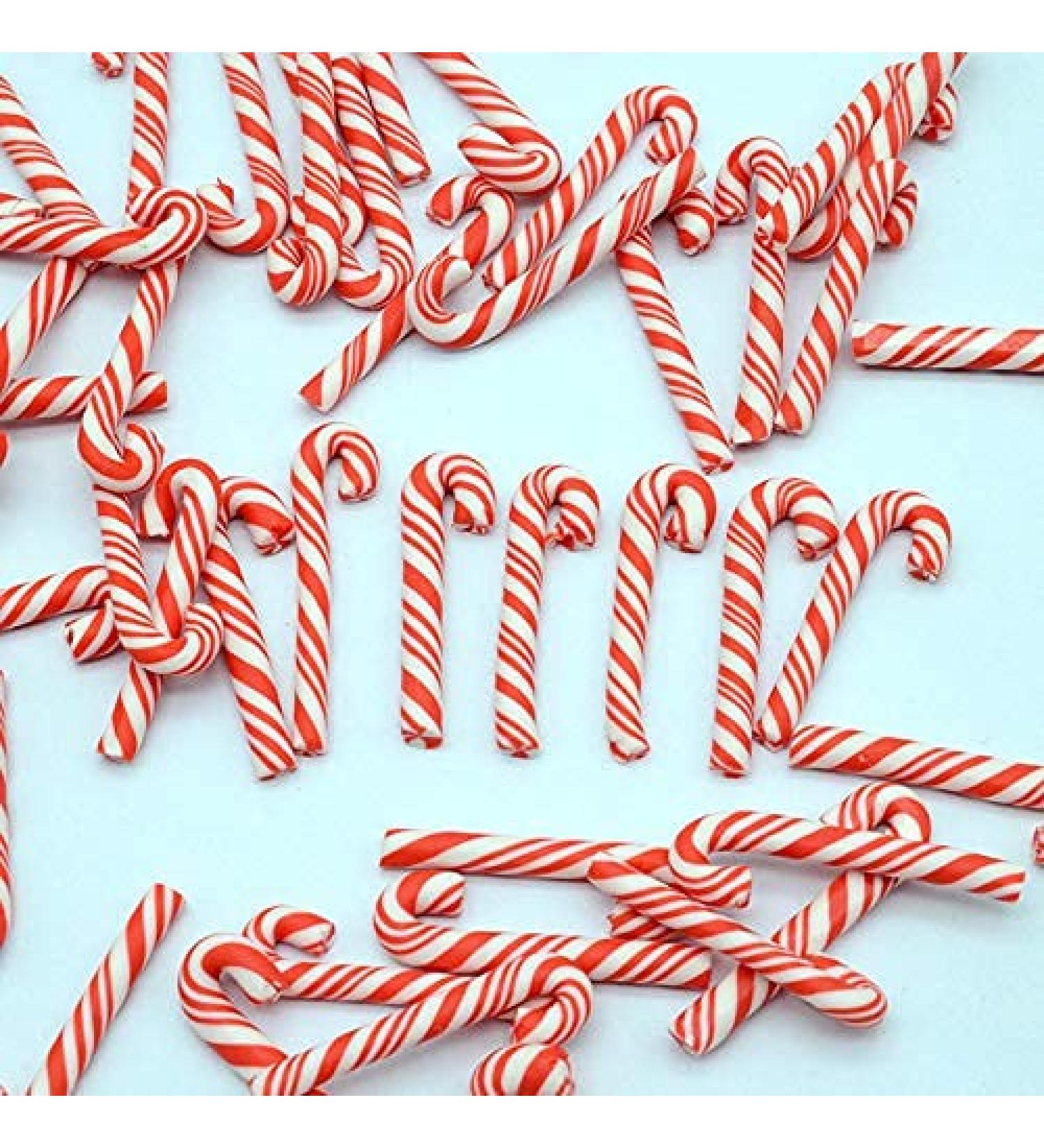 100pcs 3D Red White Candy Canes Polymer Clay DIY Decoration Kit | Nail Art Slime Cake Dessert Simulation Food Supplies - Buy Online on GoSupps.com