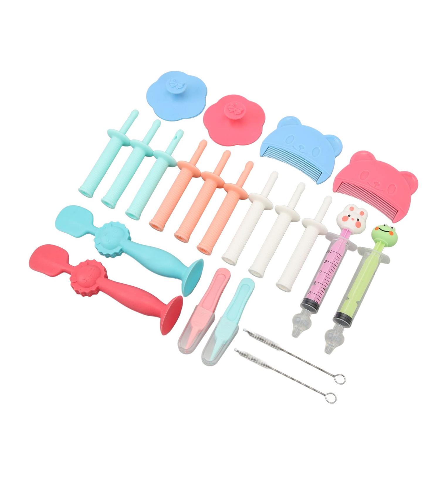 21Pcs Newborn Grooming Kit with Baby Gas Reliever Medicine Brushes - Silicone, Nasal Aspirator, Tweezers for Home - Fine Workmanship - Buy Online on GoSupps.com