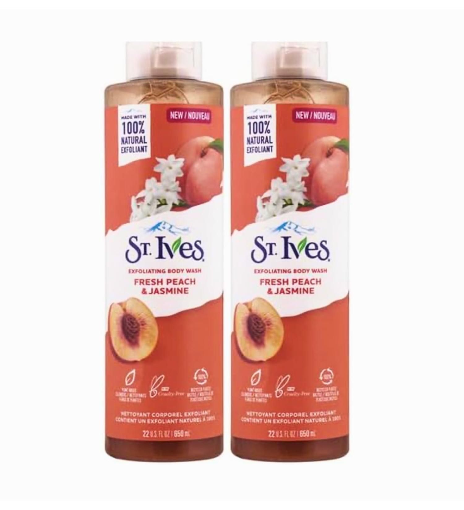St. Ives Exfoilating Body Wash Fresh Peach & Jasmine 22 oz - PACK OF 2