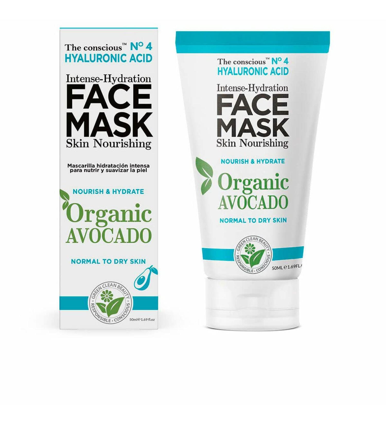 Hyaluronic Acid Intense-Hydration Face Mask Organic Avocado 50 Ml