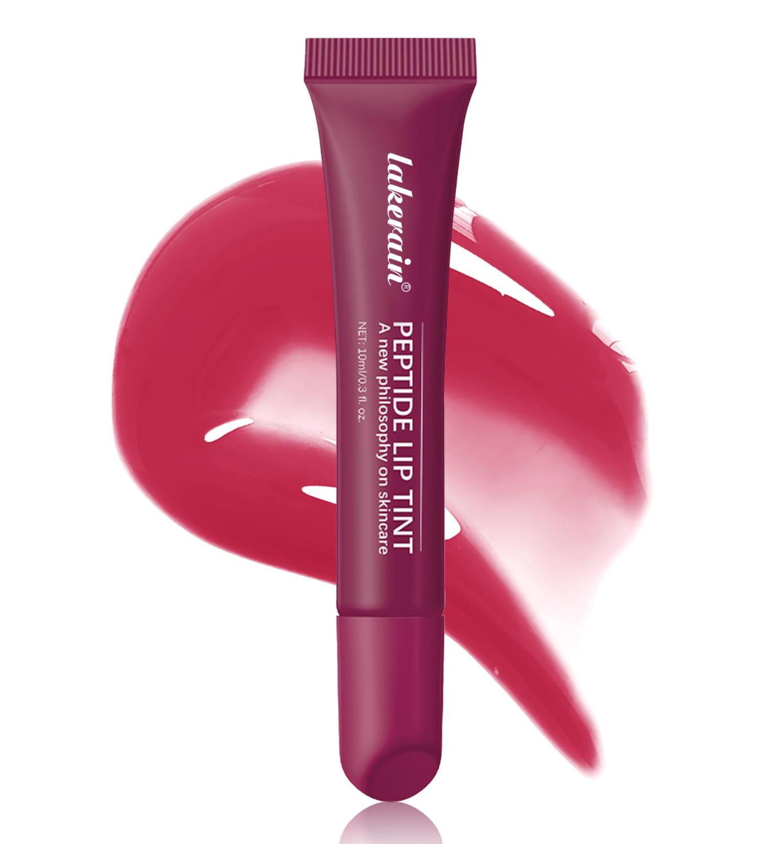 Tinted Lip Balm-1Pcs Raspberry Peptide Hydrating Lip Tint Moisturizer Jelly Lip Treatment Balm Non-Stick Lip Care Glow Reviver Lip Oil Yummy Glowy Lip Gloss Christmas Makeup for Women-04 #04raspberry - Buy Online on GoSupps.com