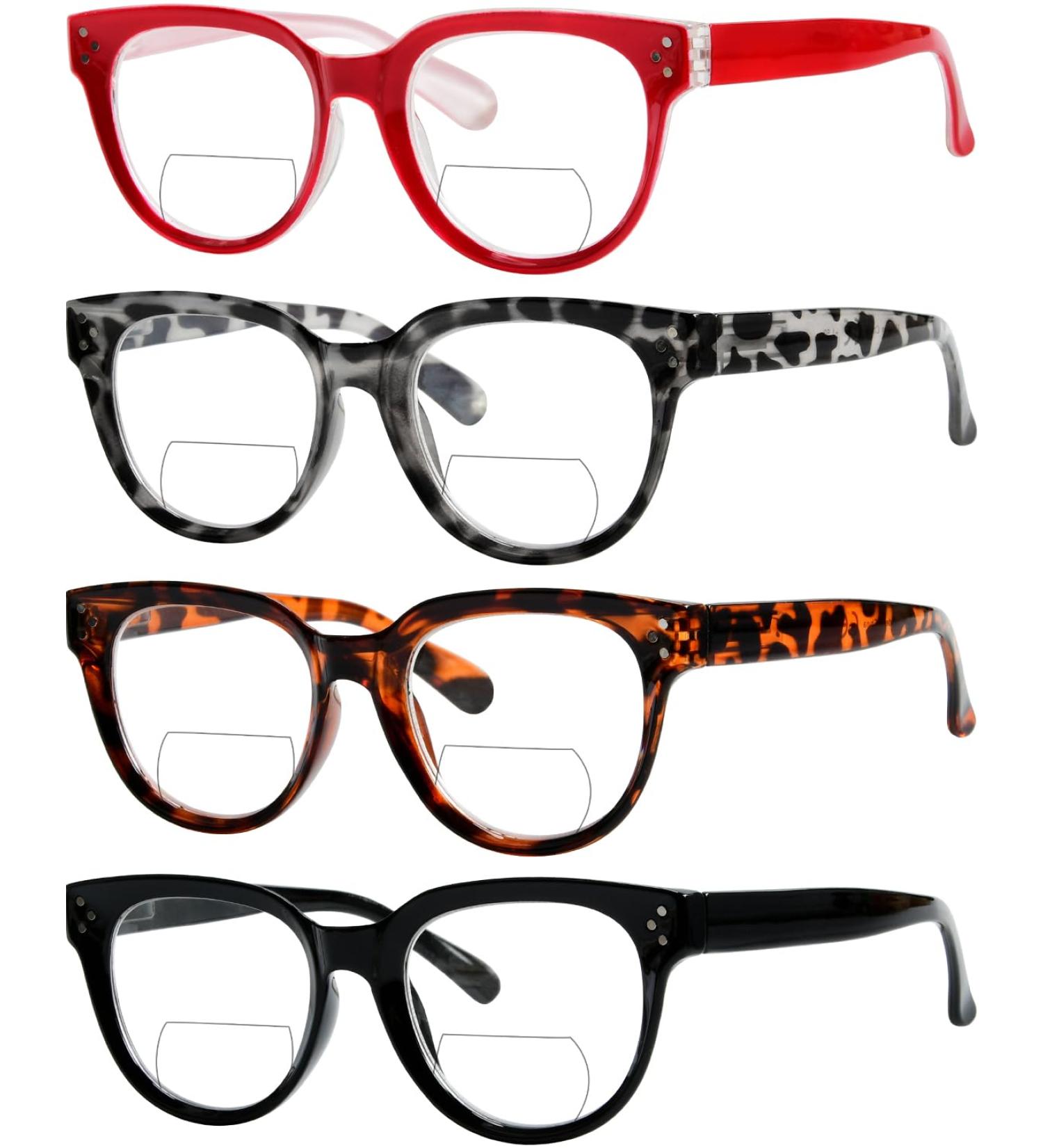Eyekepper 4 Pack Stylish Bifocal Reading Glasses for Women - Clear Lens 2.5x - International Shipping Available - Buy Online on GoSupps.com