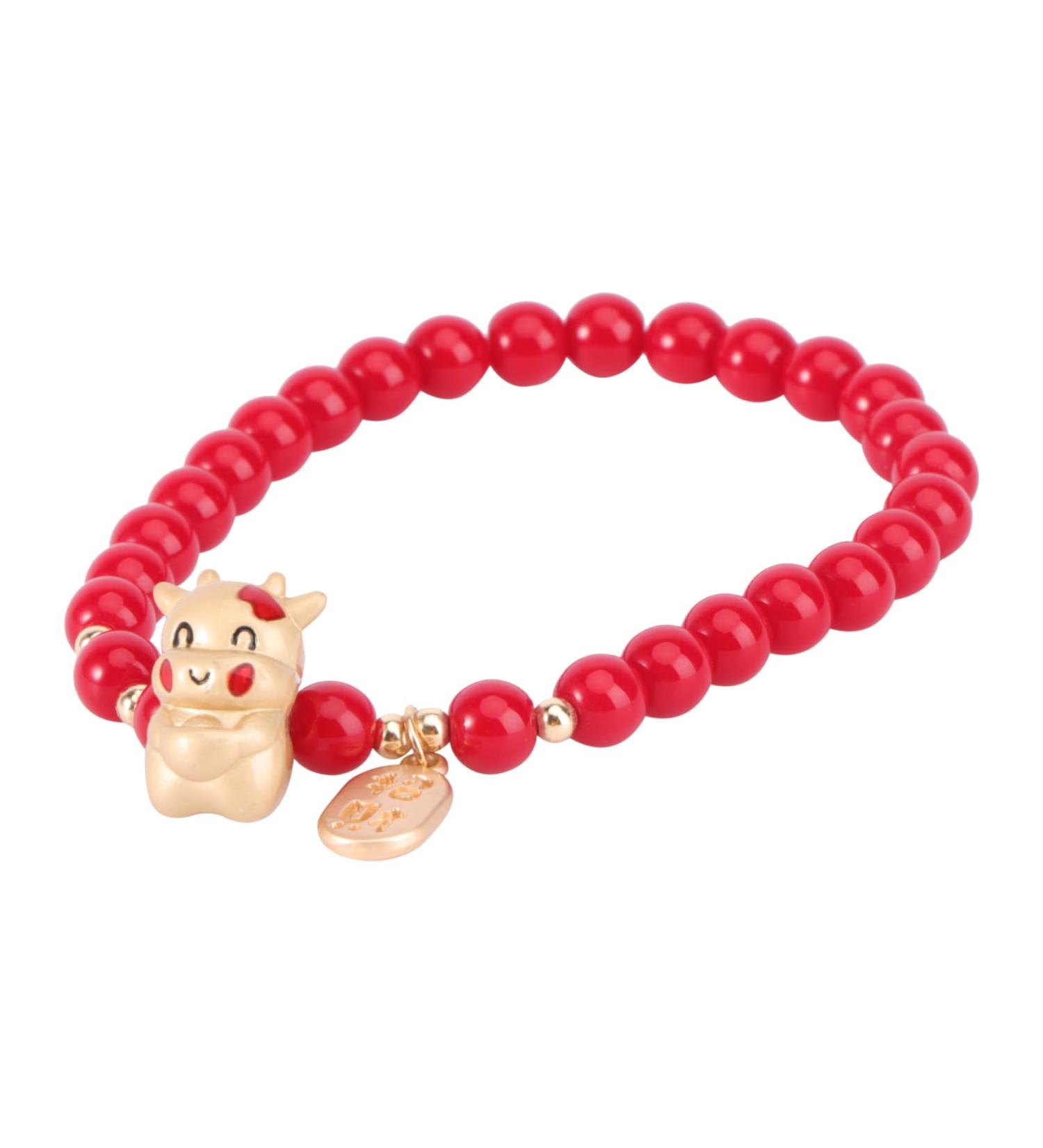 CALLARON Women 1pc Zodiac Year Bracelet Bracelets Miss Alloy Red Beads Ox Mascot Bracelet - Buy Online on GoSupps.com