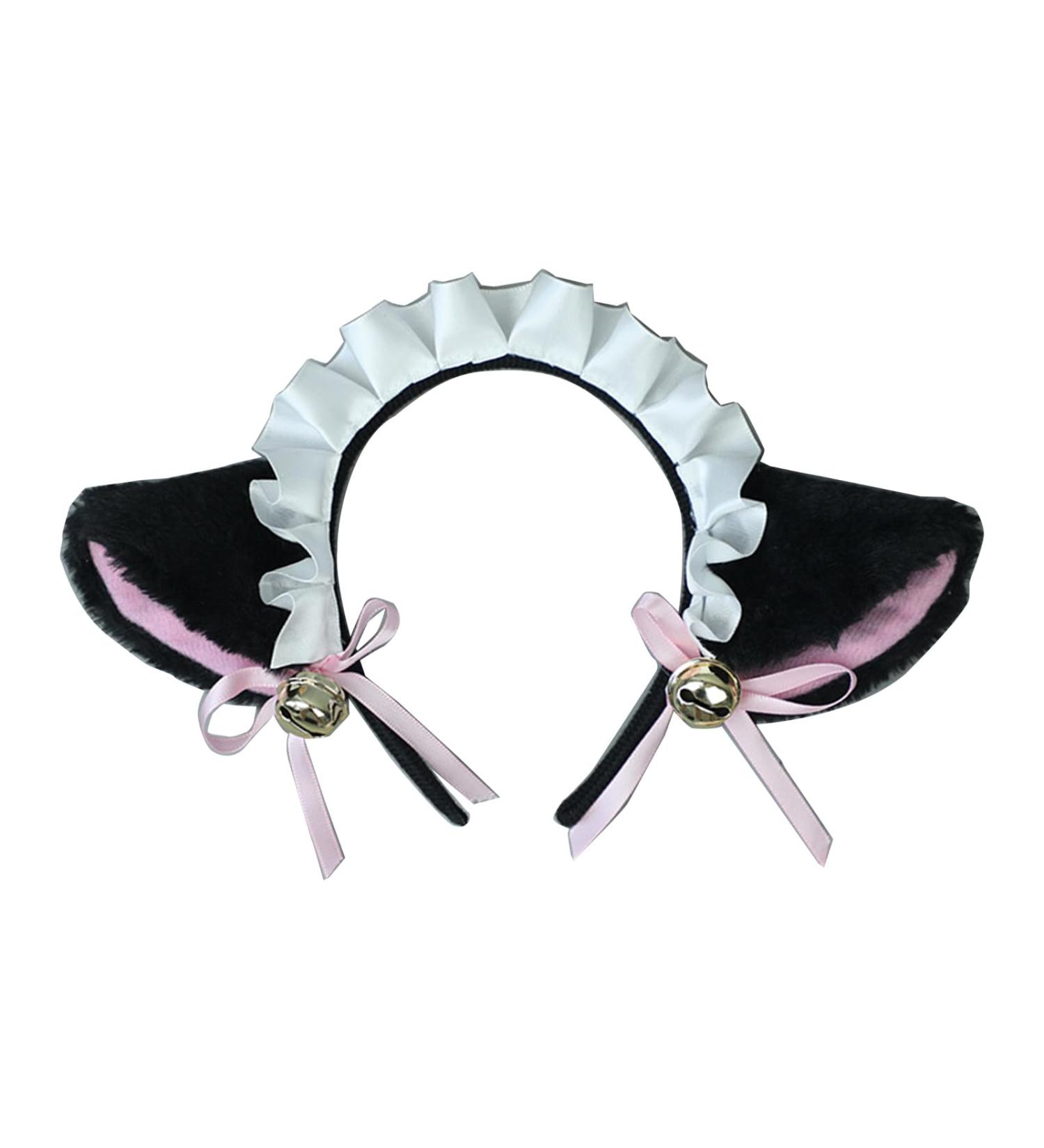 blispring Handmade Furry Ears Headband Plush Hairband Role Play AnimeCostume Headdress Female Teens Cosplay Headgear Accessories White and Black - Buy Online on GoSupps.com